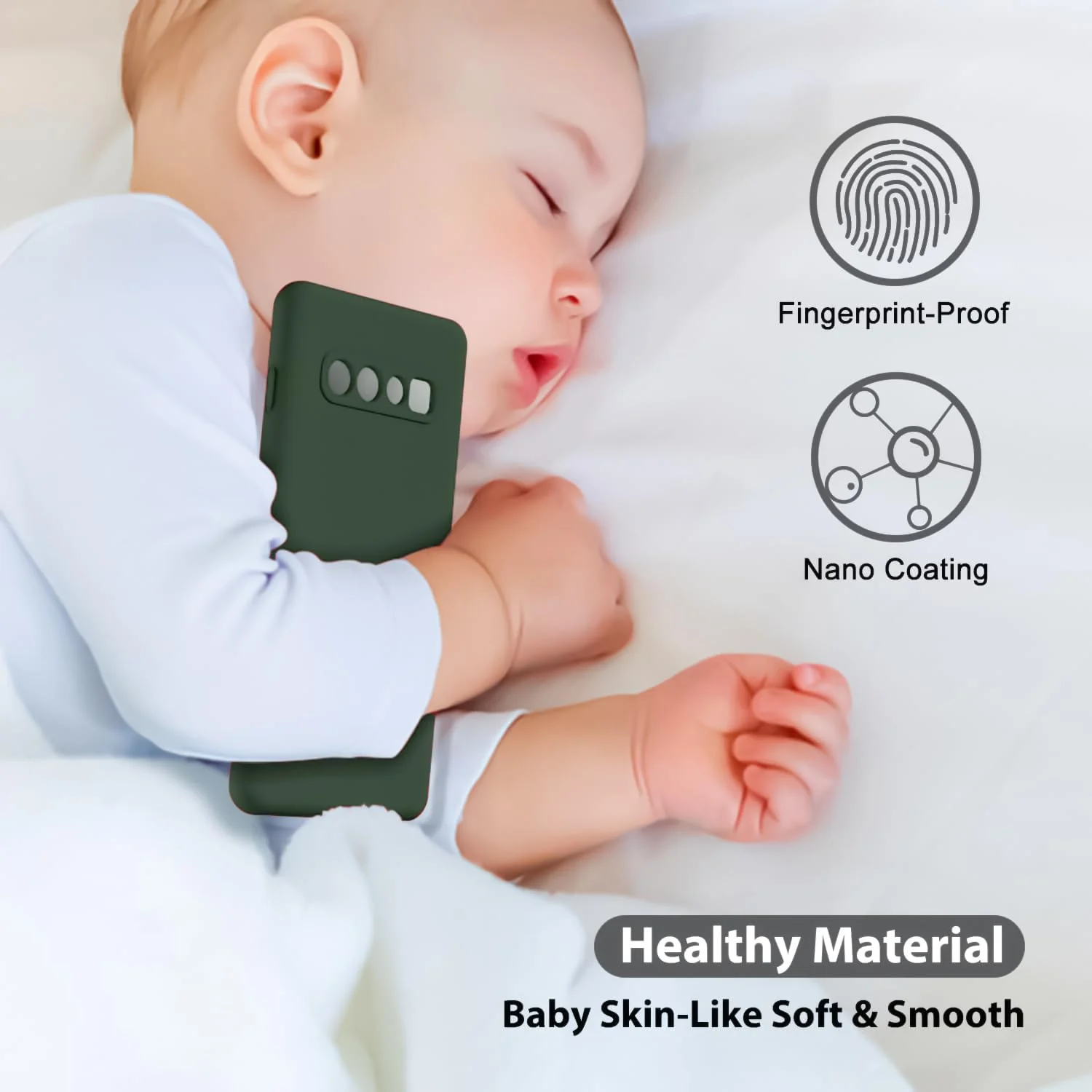 DL3 Mobilak Liquid Silicone Protective Case with Soft Microfiber Lining with Full Camera Protection for Samsung Galaxy S10 - Green