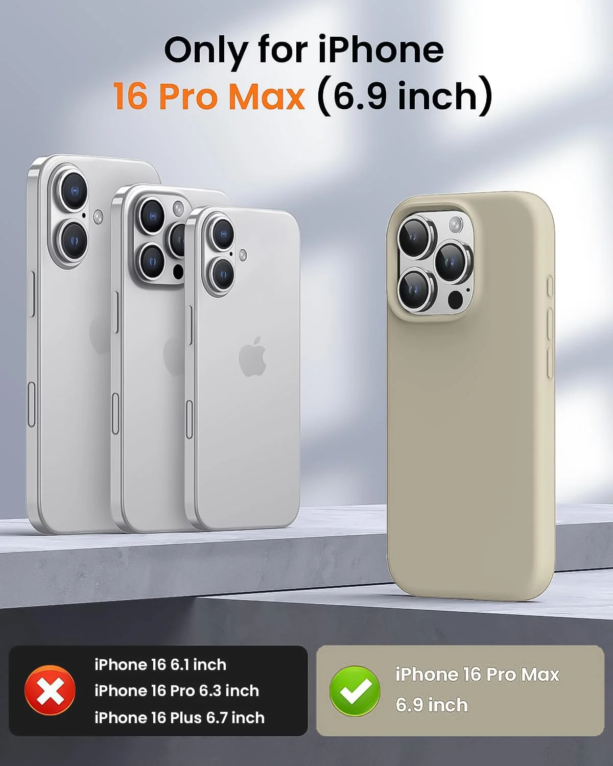 DL3 Mobilak Liquid Silicone Protective Case for iPhone 16 Pro Max with Microfiber Lining and Shockproof Design - A Cream
