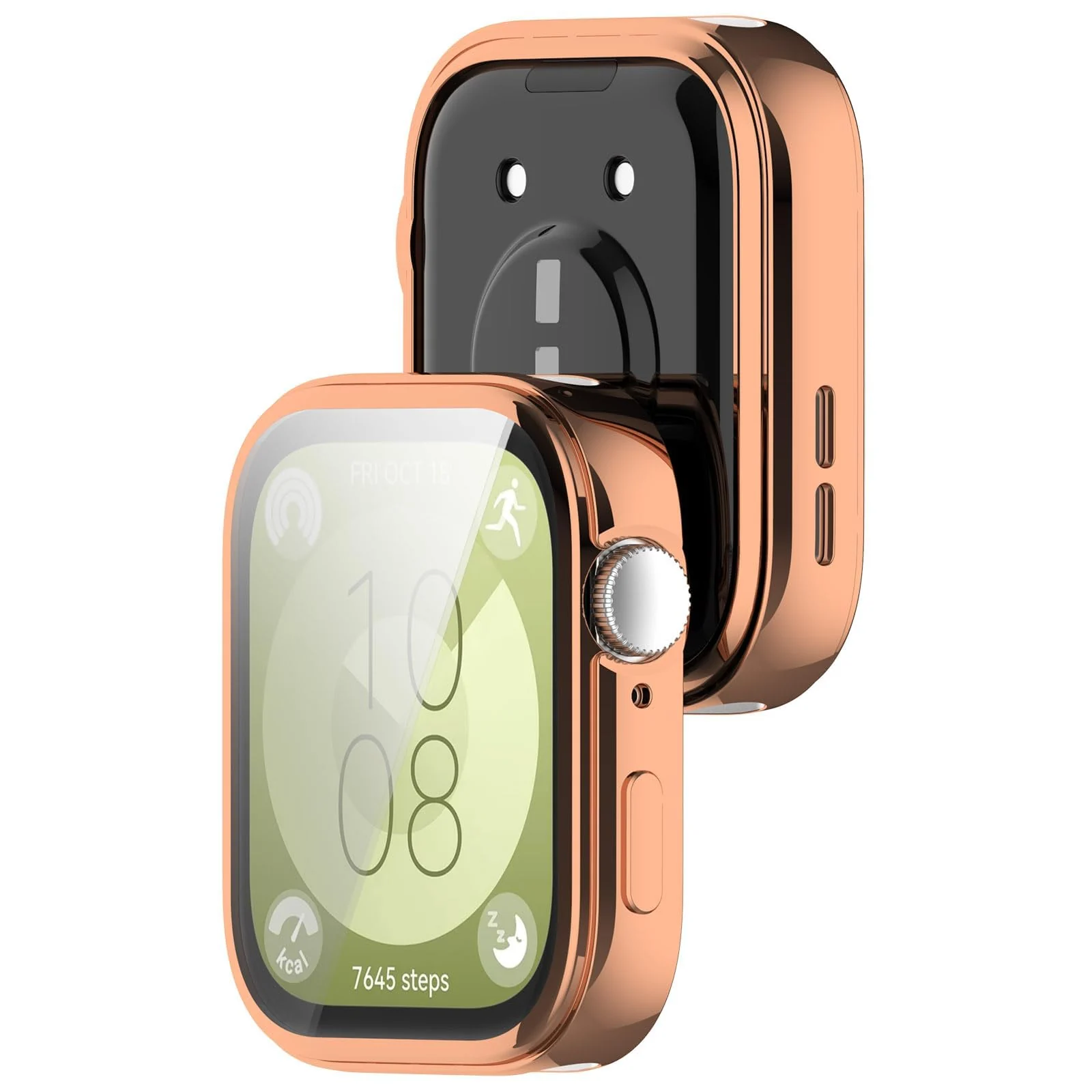 DL3 Mobilak Case Compatible with Huawei Watch Fit 3 Case All-Around with Built-in Screen Protector Watch Soft TPU Shockproof Cover Slim Guard Thin Bumper Shell Protector - Rose Gold