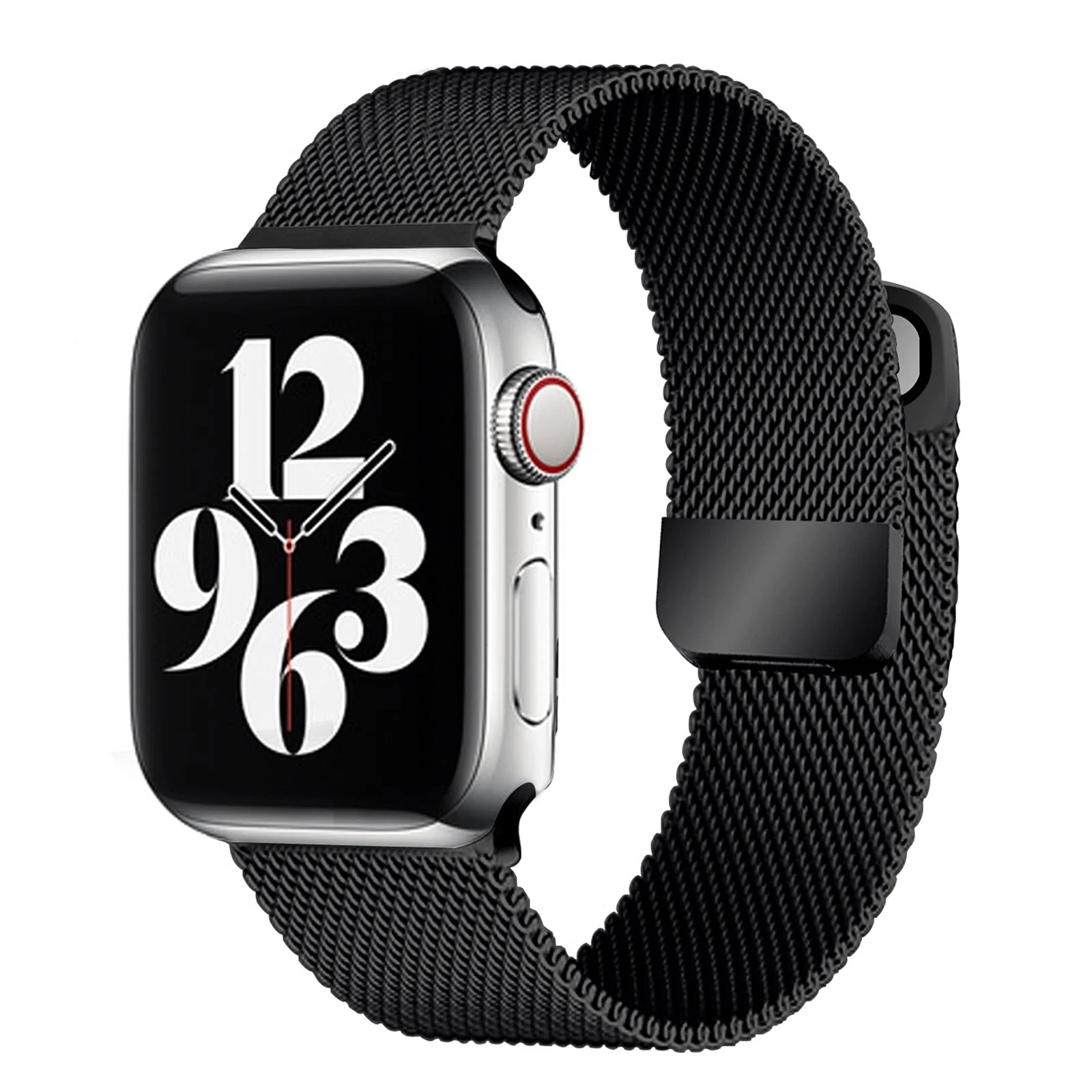 DL3 Mobilak Stainless Steel Magnetic Strap For Apple Watch Band 49mm 45mm 44mm 42mm 41mm 40mm 38mm, Milanese Loop Metal Wristband for iWatch Series 9 8 7 SE 6 5 4 (42mm/44mm/45mm/49mm, ) - Black