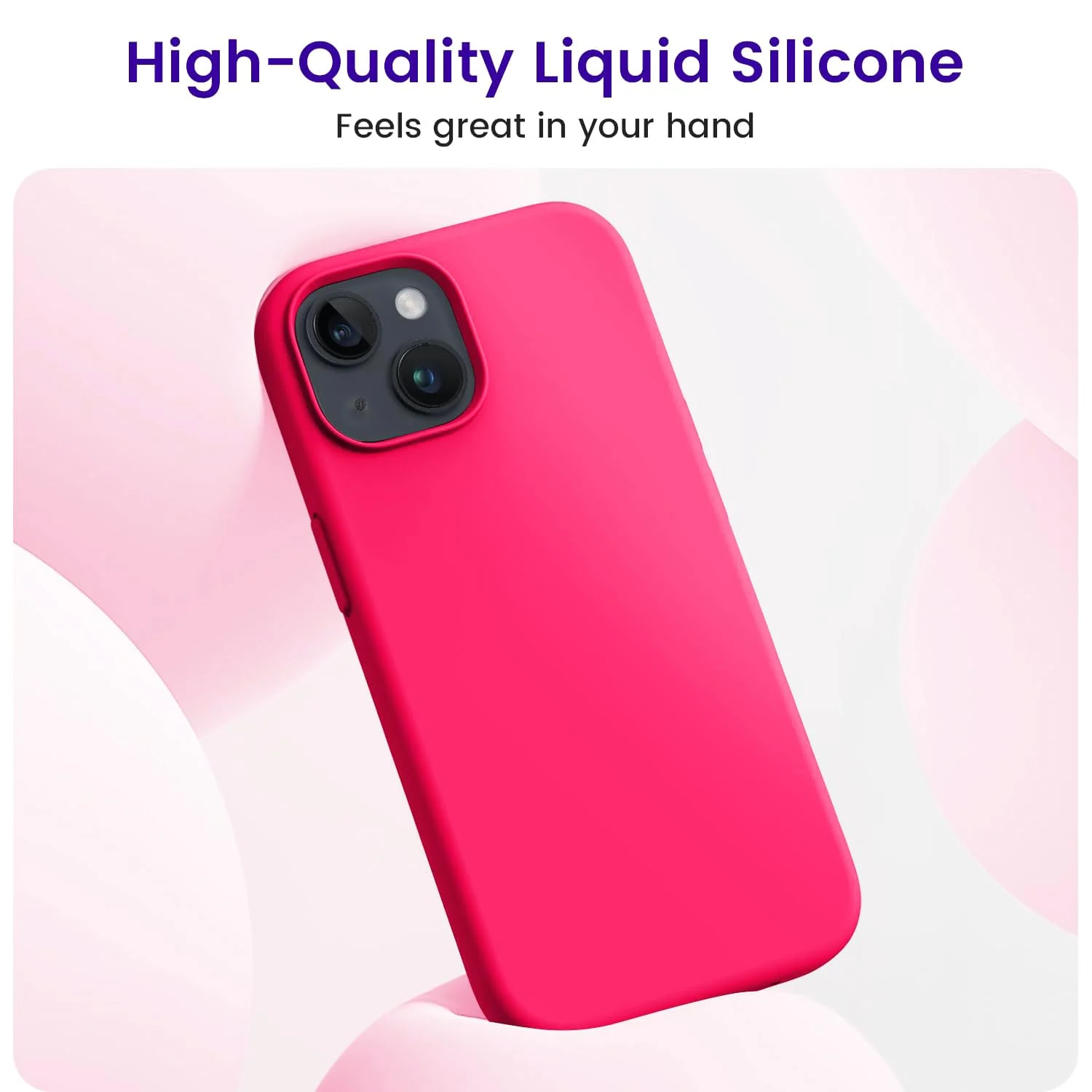 DL3 Mobilak Liquid Silicone Protective Case for iPhone 14 (6.1 Inch) with Camera Protection and Microfiber Lining - Neon Pink