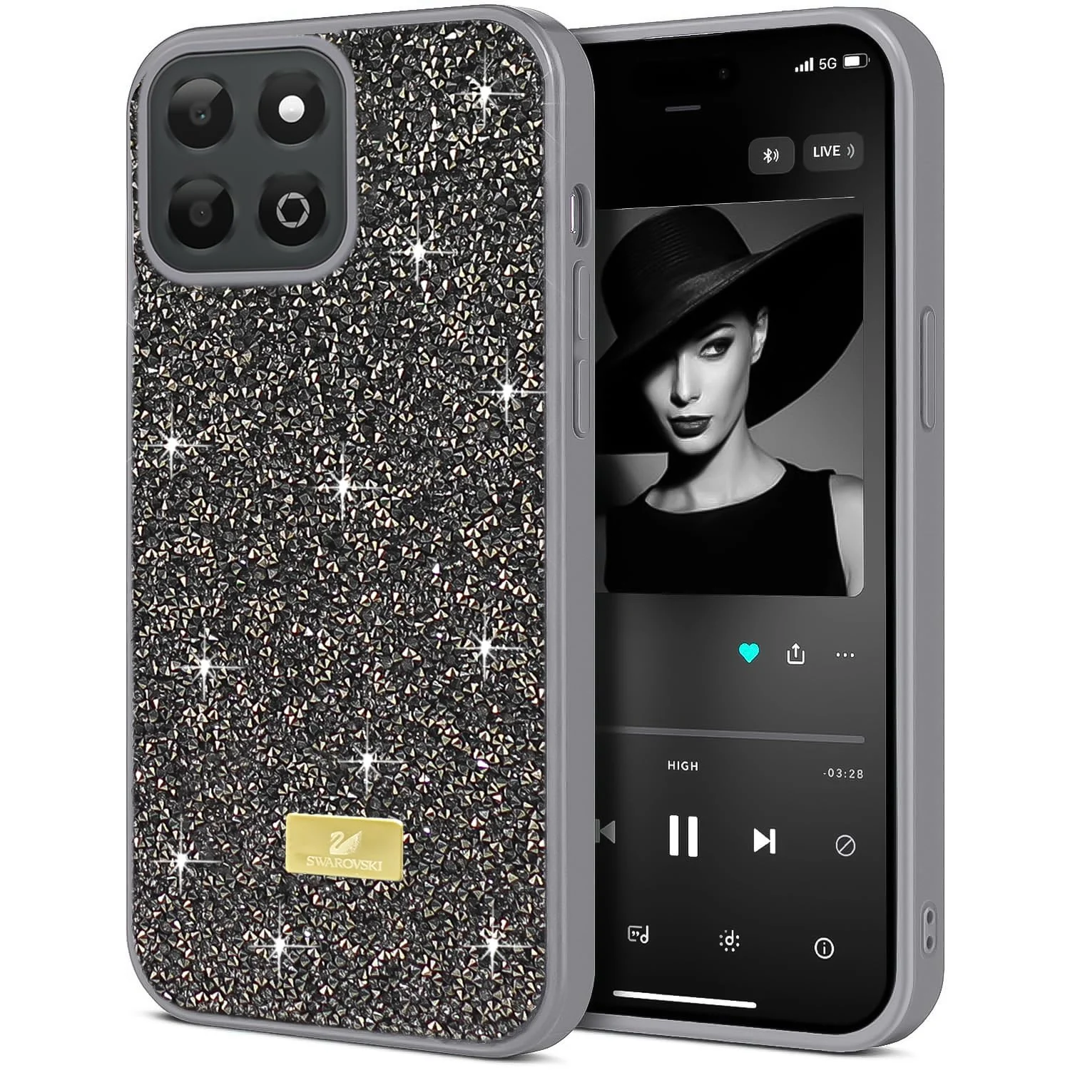 DL3 Mobilak Glitter Rhinestone Protective Case for Honor X7C with Shockproof Design