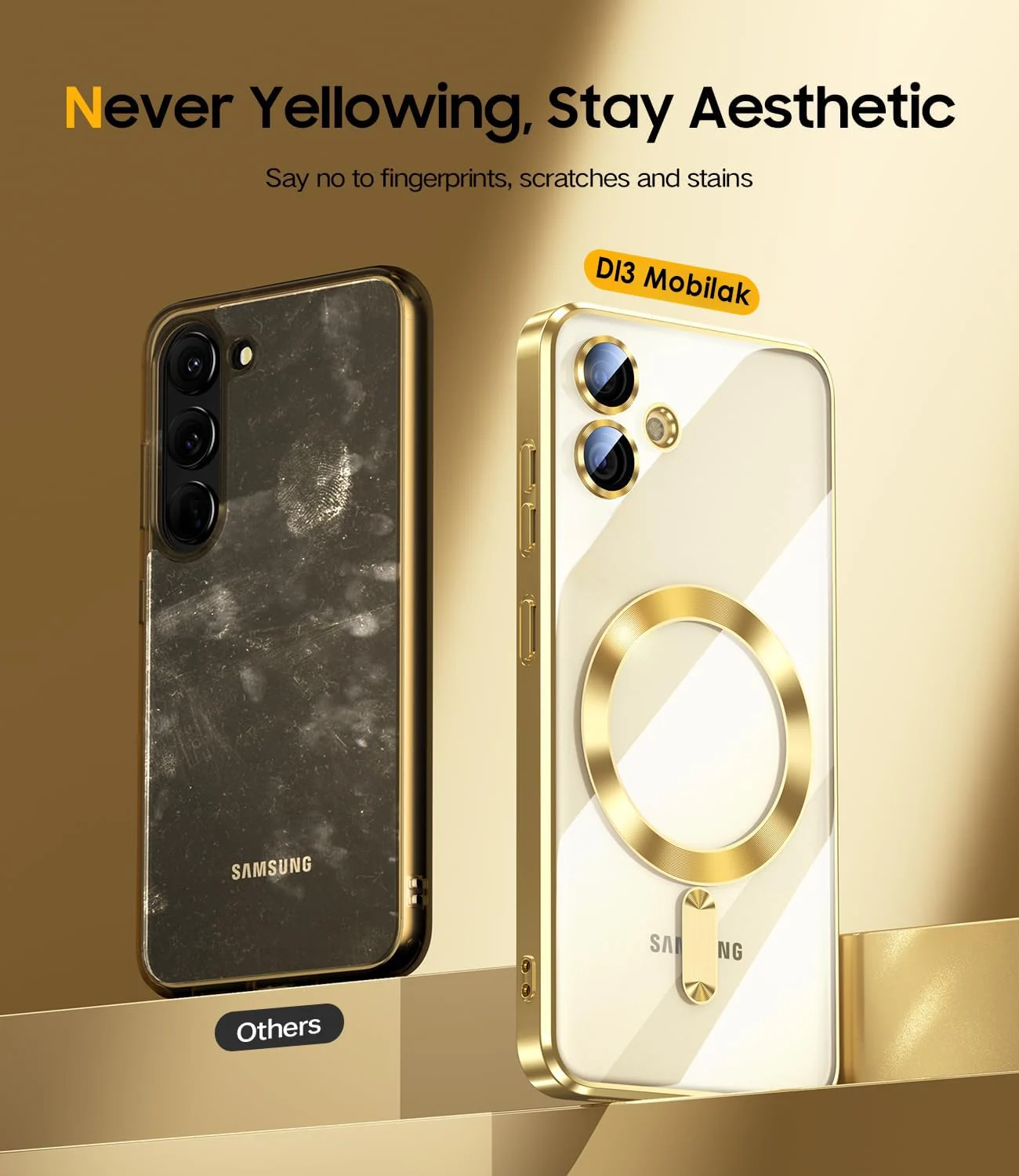 DL3 Mobilak Clear MagSafe-Compatible TPU Case and Camera Lens Protector for Samsung Galaxy A06 - Gold