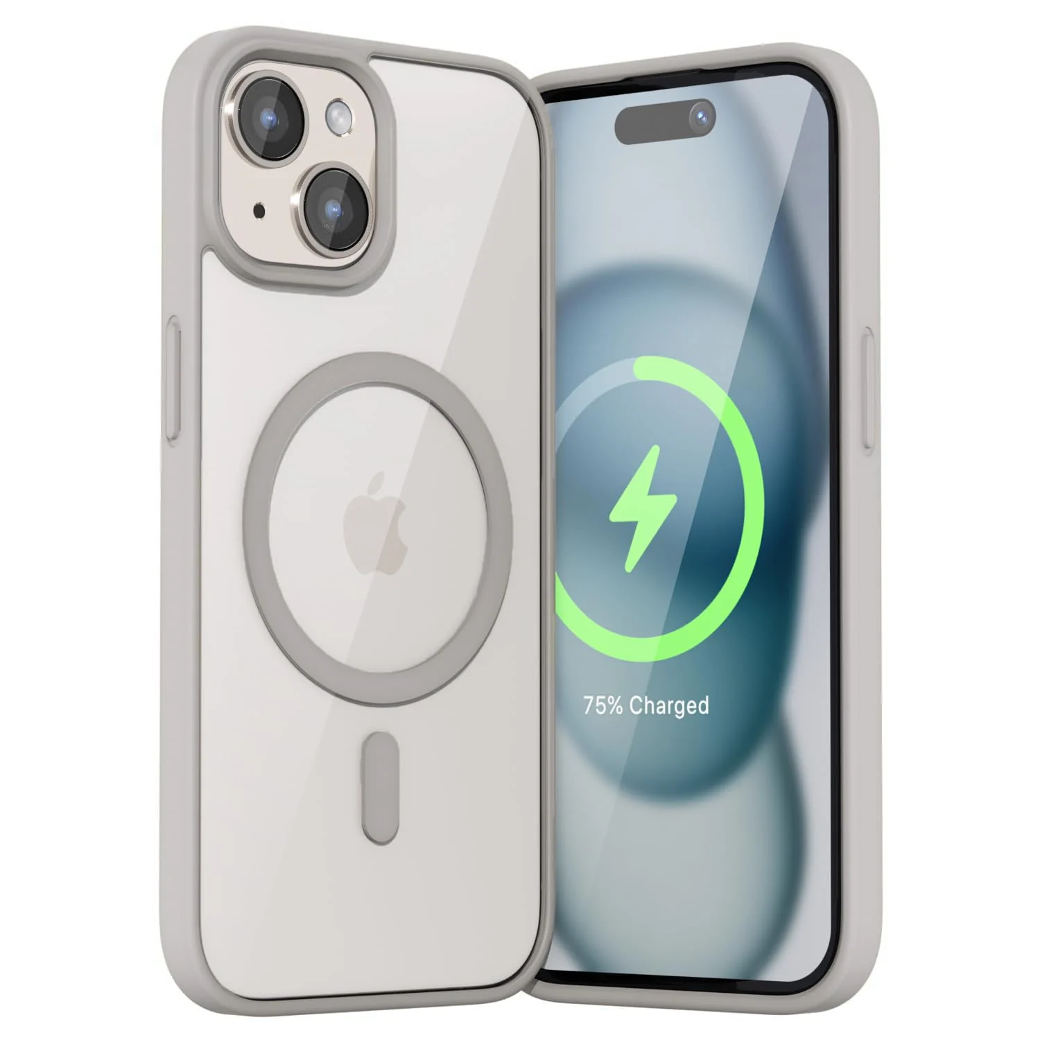 DL3 Mobilak Clear MagSafe-Compatible Magnetic Case for iPhone 15 with Magnetic Car-Mount Support and Military-Grade Protection - Titanium