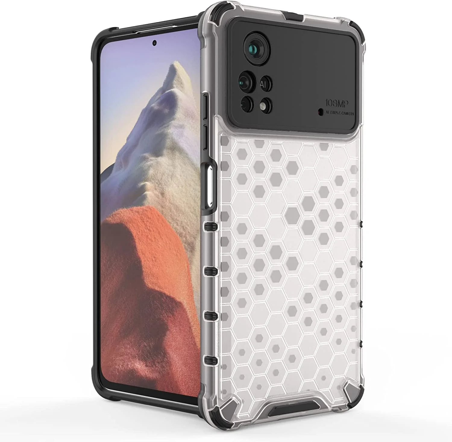 DL3 Mobilak Honeycomb Protective Case for Xiaomi Poco X4 Pro 5G, Shock-absorbing protection, Transparent design, Slim, lightweight profile - Clear