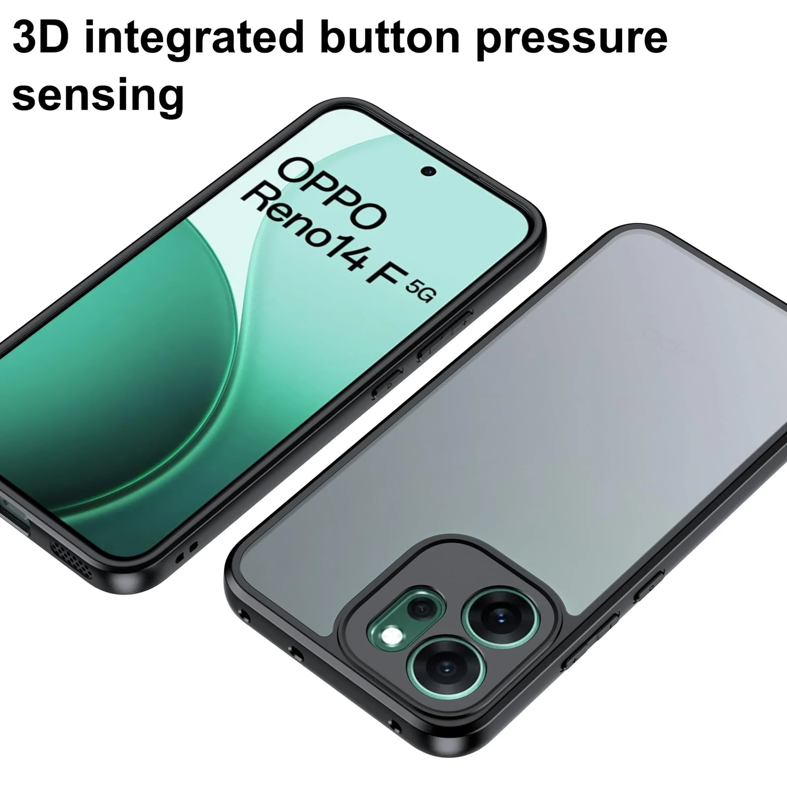 DL3 Mobilak Clear PC and TPU Protective Case for OPPO Reno 14F, OPPO Reno14 FS with Camera Protection and Military-Grade Protection - Black