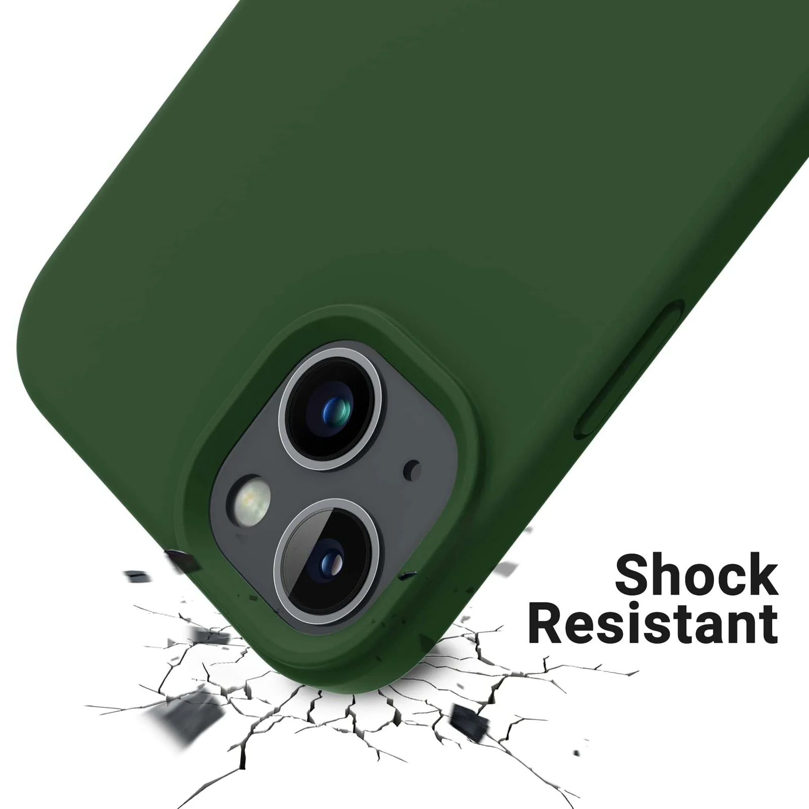 DL3 Mobilak Liquid Silicone Case for iPhone 15 Plus / iPhone 14 Plus, Supports wireless charging, Shock-absorbing protection, Scratch-resistant surface - A.Green