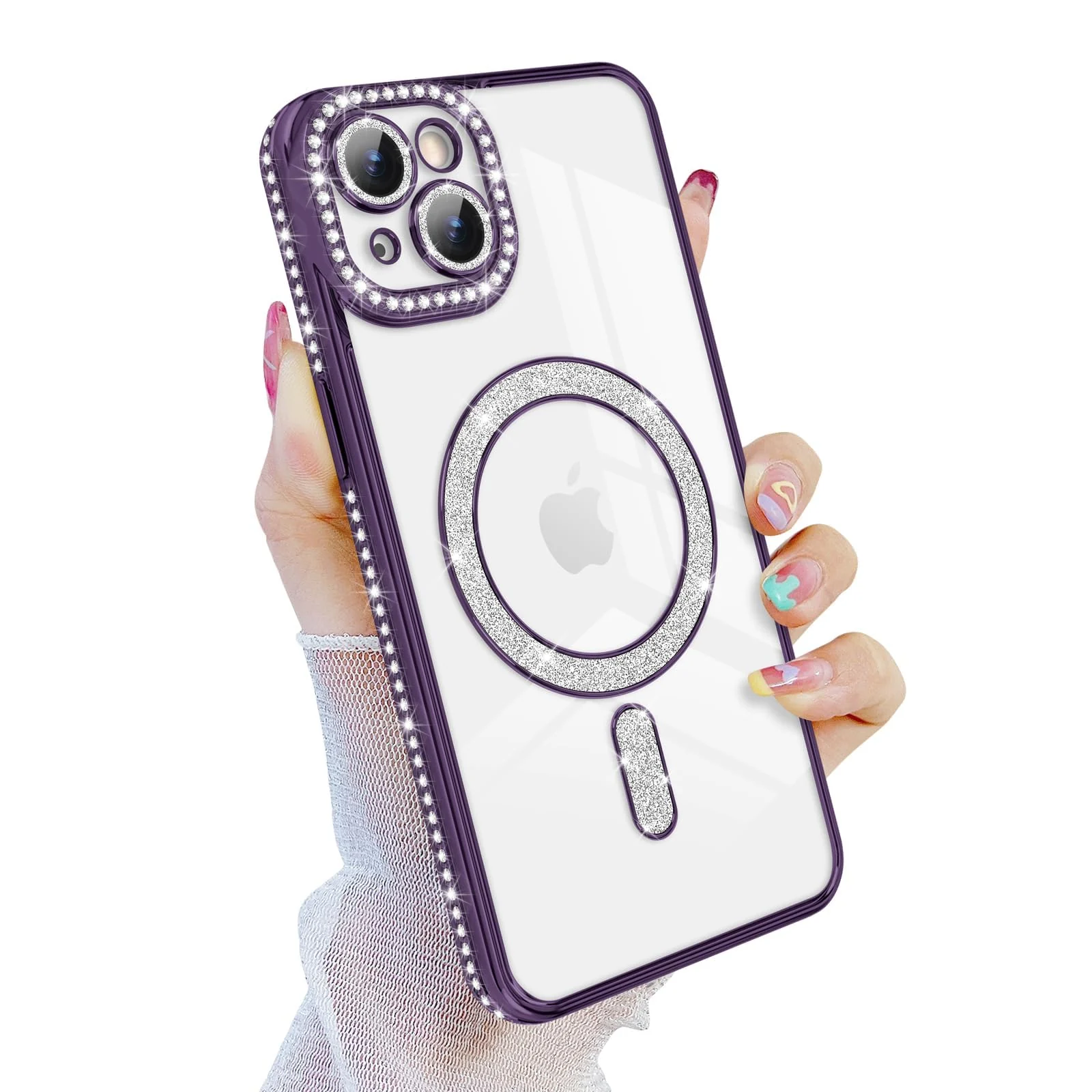 DL3 Mobilak MagSafe-Compatible Magnetic Case for iPhone 15 Plus / iPhone 14 Plus with Camera Protection and Magnetic Car-Mount Support - Purple
