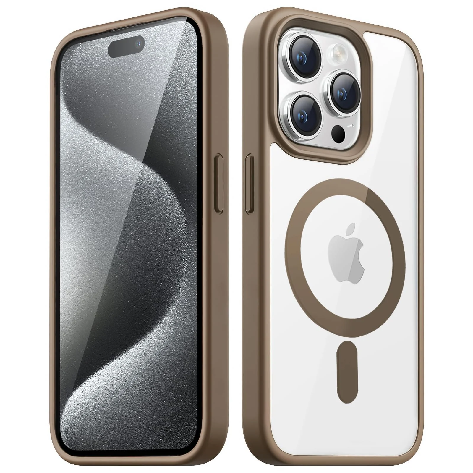 DL3 Mobilak Clear MagSafe-Compatible Magnetic Case for iPhone 13 Pro Max (6.7 Inch) with Camera Protection and Shockproof Design - Desert Brown
