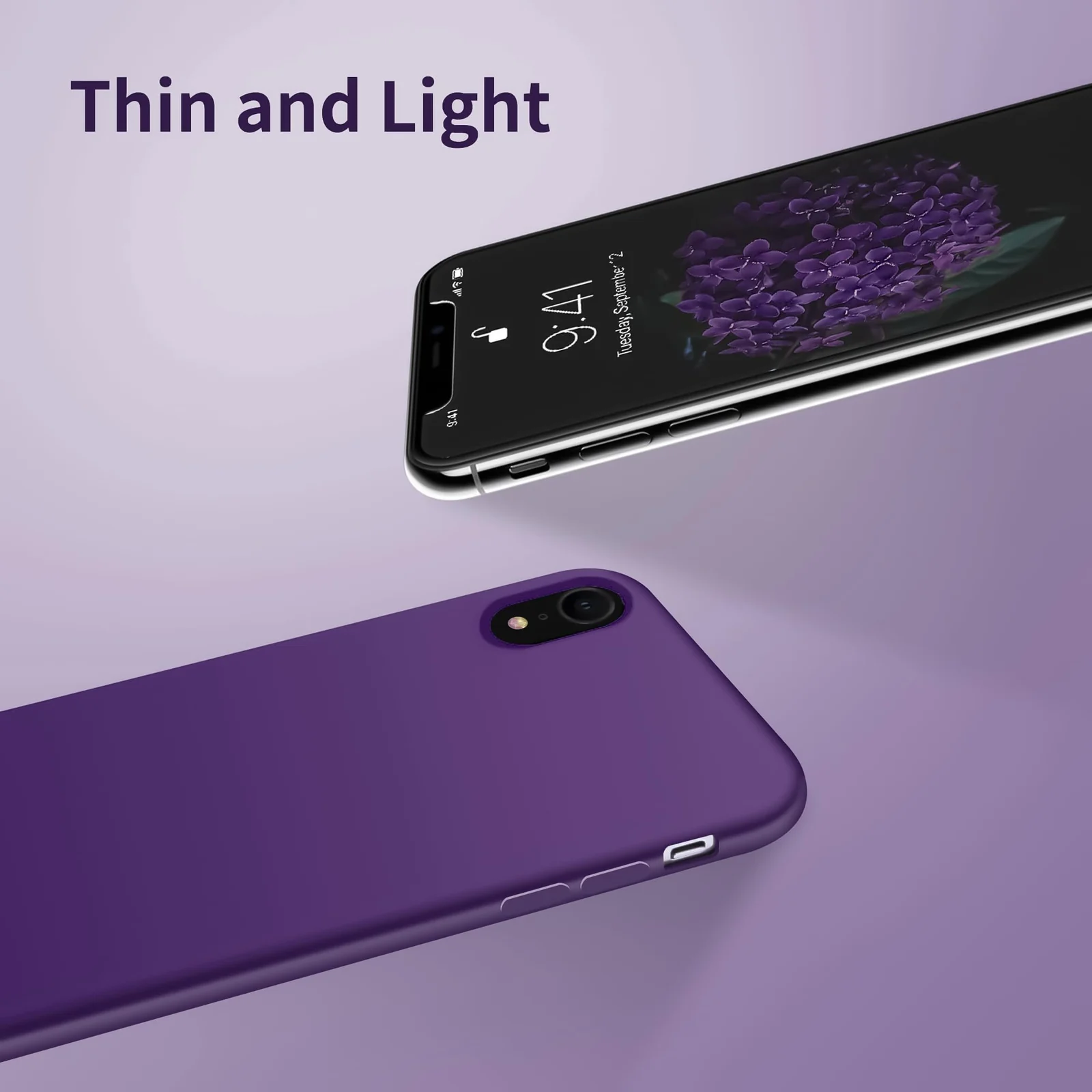 DL3 Mobilak Liquid Silicone Case for iPhone XR, Shock-absorbing protection, Scratch-resistant surface, Soft microfiber lining - Violet