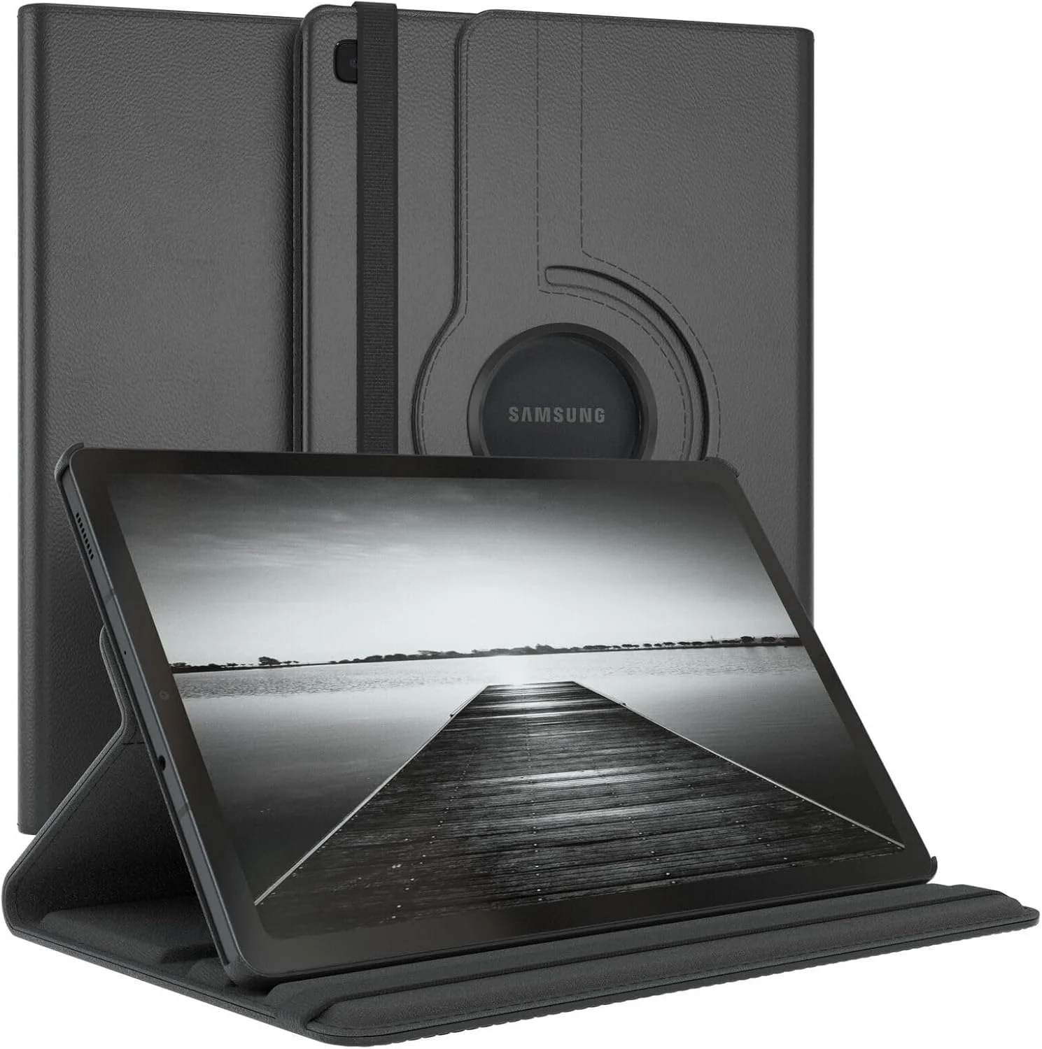 DL3 Mobilak Protective Cover for Samsung Galaxy Tab A7 (SM-T500 / T505) 10.4 inch 2020, 360° Rotatable Smart Stand, Leather Folio Flip Cover with Multi-Angle Viewing, Auto Wake Sleep - Black
