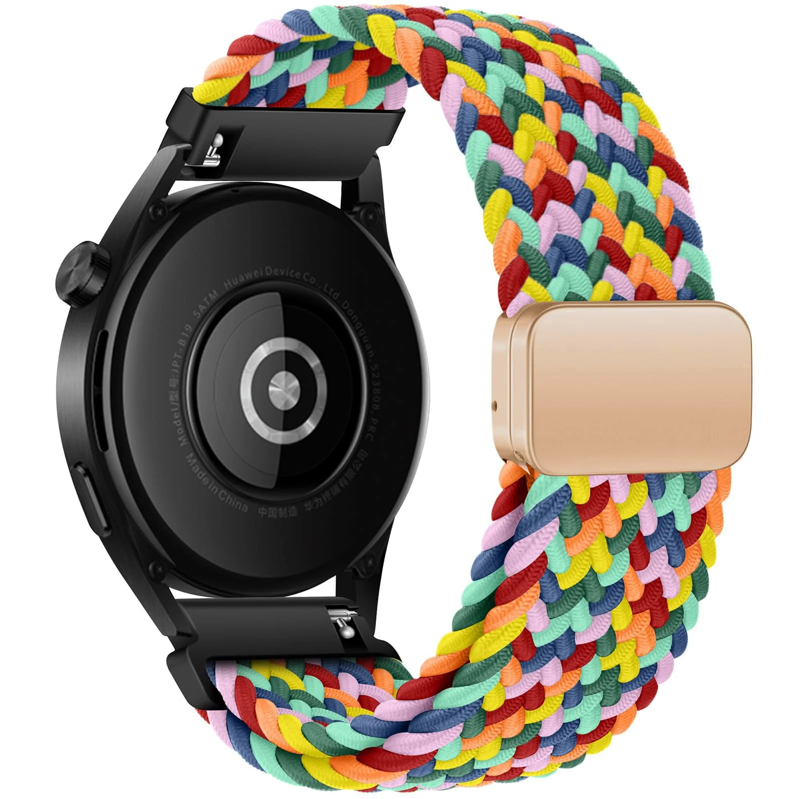 DL3 Mobilak 22mm Magnetic Band for Redmi Watch 5 Active/5 Lite/Samsung Galaxy Watch 3 45mm/Watch 46mm/Gear S3/Huawei watch GT6 GT5 46MM/GT2E/GT6 Pro/GT 5 Pro/Amazfit GTR 4/3, Stretchy Braided Nylon Sport Strap - Colorful