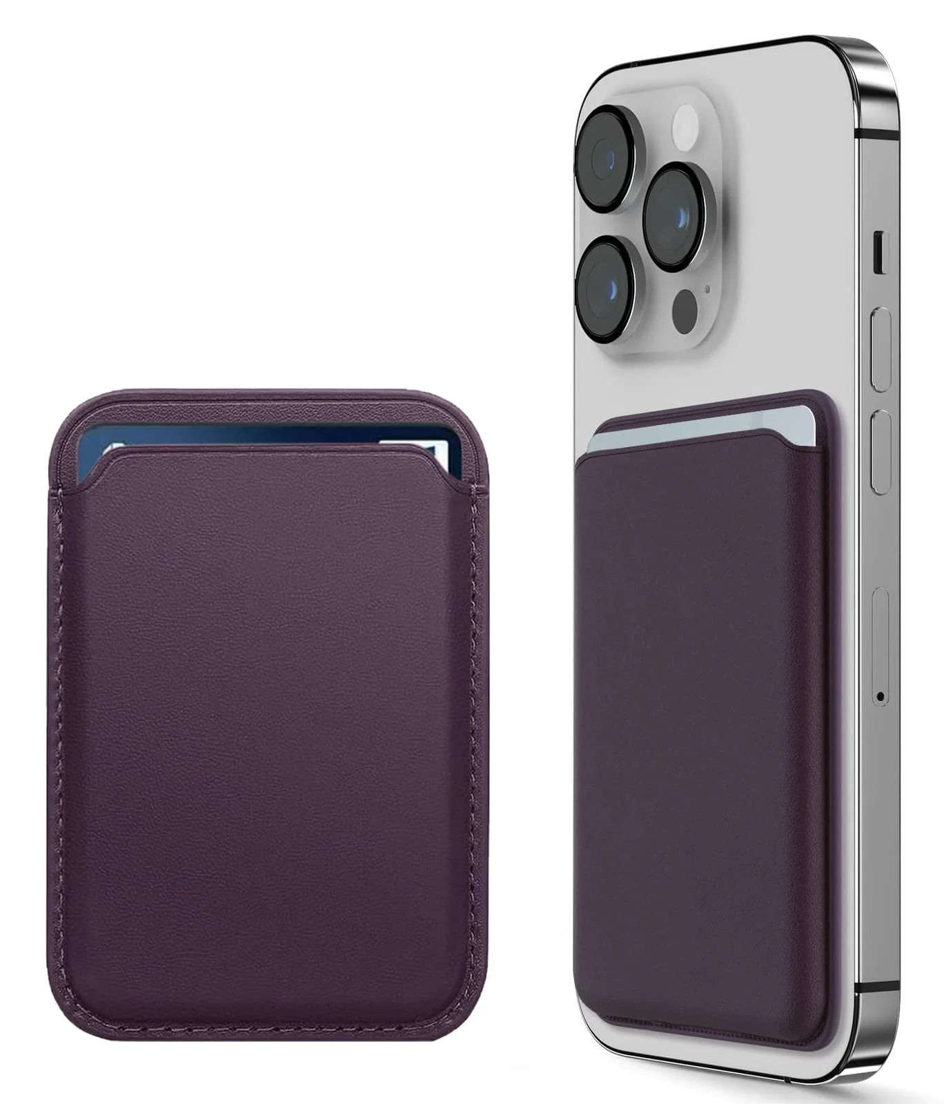 DL3 Mobilak Magnetic Card Holder Phone Wallet for iPhone 16/15/14/13/12 Series with MagSafe, Wallet for iPhone 16 15 14 Pro Max Plus Series, MagSafe 3 Wallet for iPhone 13 12 Pro Max Mini Series - Cherry Red