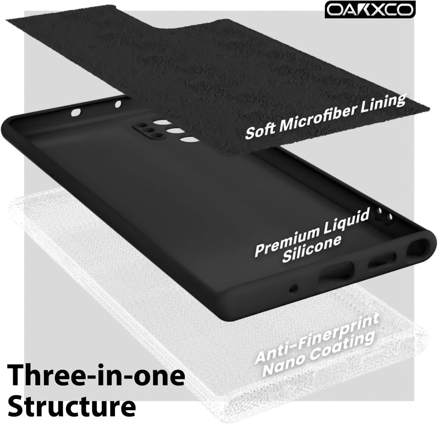 DL3 Mobilak Liquid Silicone Case for Samsung Galaxy Note10 Plus, Shock-absorbing protection, Scratch-resistant surface, Soft microfiber lining - Black