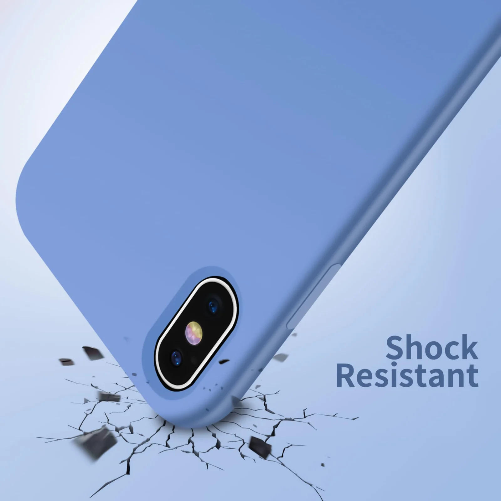 DL3 Mobilak Liquid Silicone Protective Case for iPhone XS Max with Camera Protection and Microfiber Lining - Light Blue