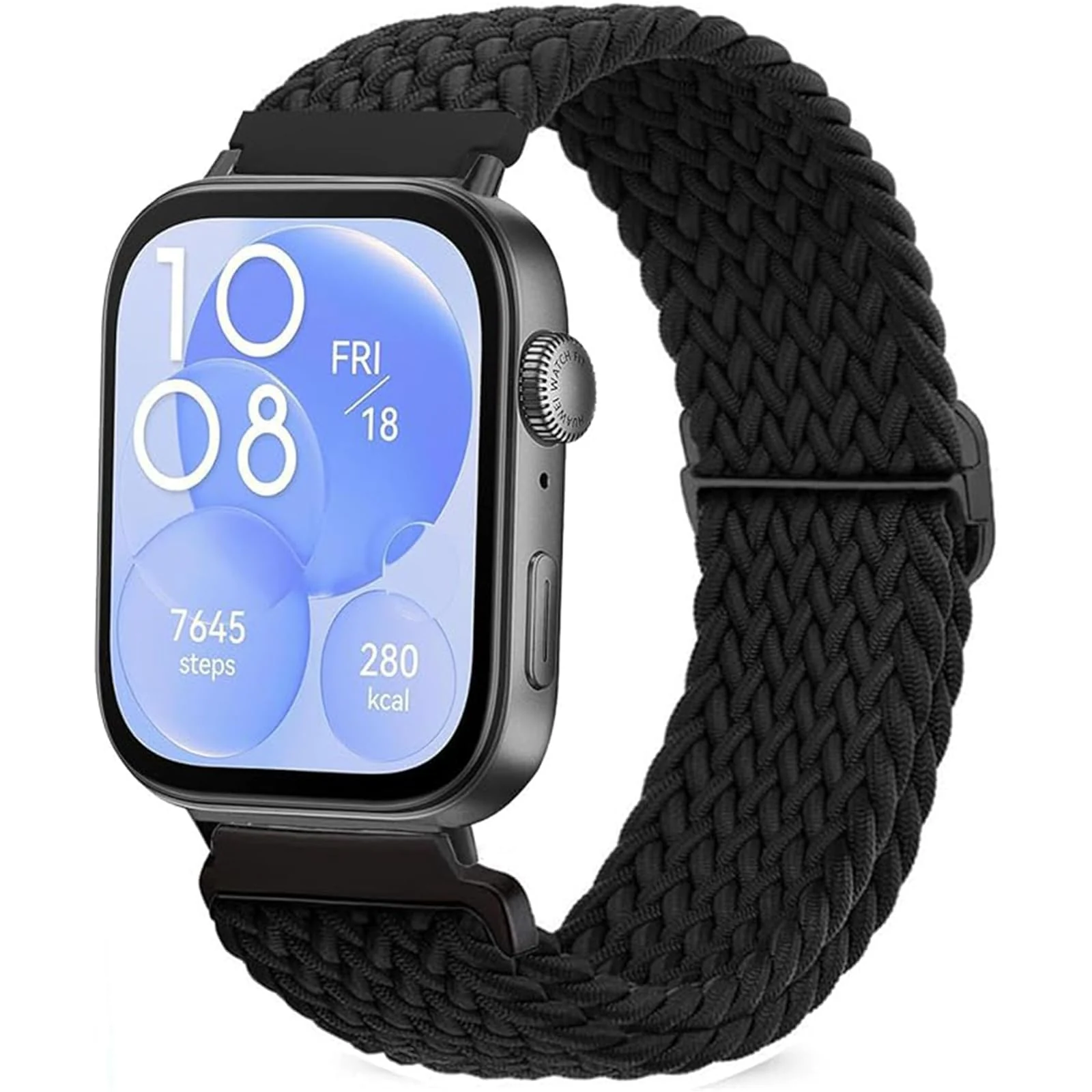 DL3 Mobilak Replacecment Band Compatible with Huawei Watch Fit 3 for Women Men, Adjustable Braided Bands Straps Elastics Sport Wristband Nylon Band Compatible with Huawei Watch Fit 3 Strap - Black