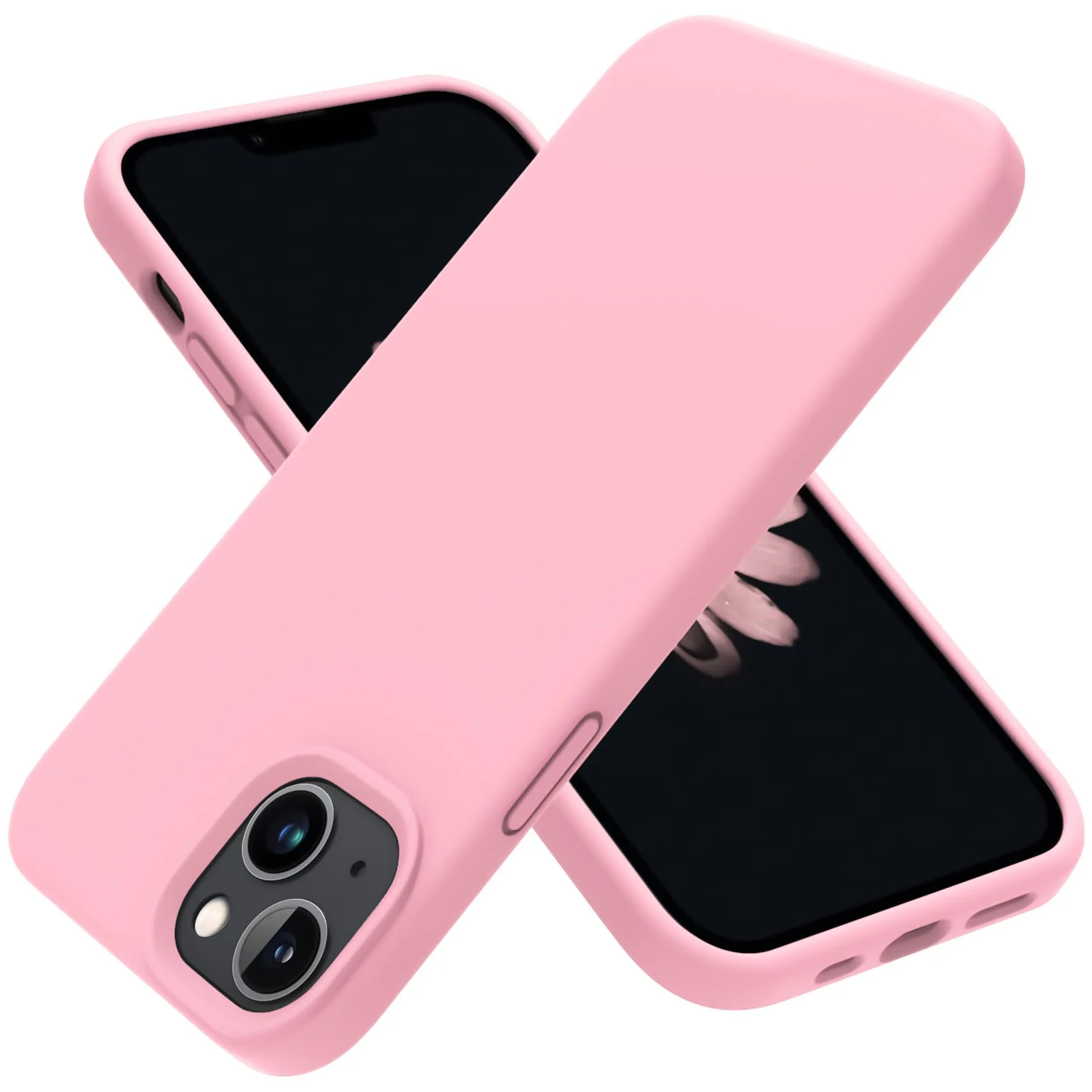 DL3 Mobilak Compatible with iPhone 13 / iPhone 14 (6.1 Inch) Case, Liquid Silicone Case, Full Body Protective Cover, Shockproof, Slim Phone Case, Anti-Scratch Soft Microfiber Lining - A. Pink