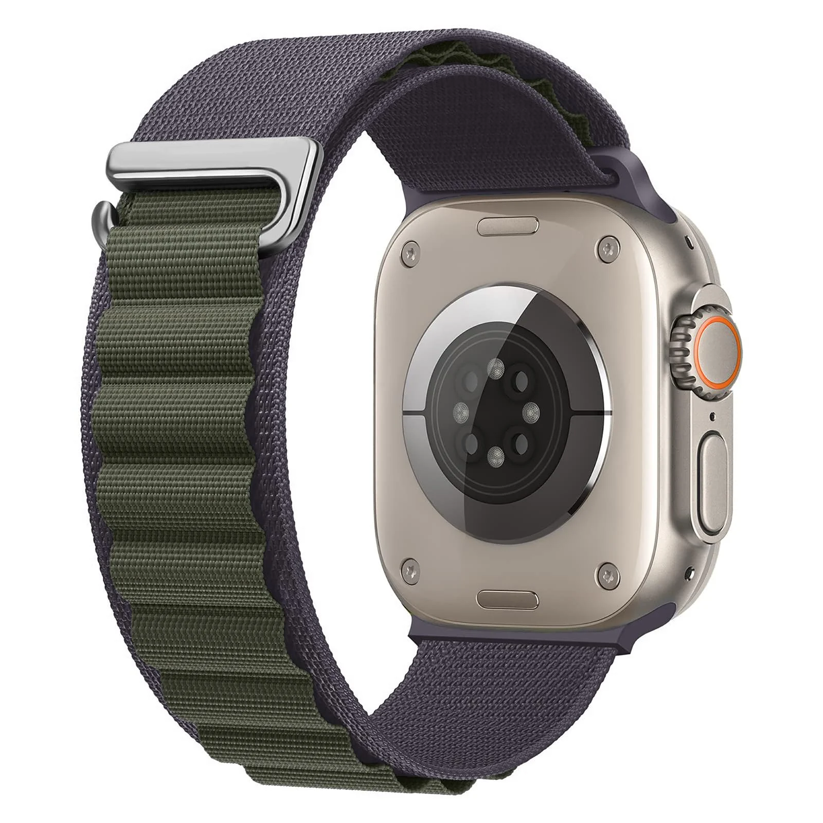 DL3 Mobilak Trail/Alpine Loop Nylon Band Compatible with Apple Watch Ultra 2/Ultra Band 49mm 45mm 44mm 42mm, Adjustable with Metal C-Hook Strap for iWatch Ultra Series 9/8/7/6/5/4/3/2/1/SE2/SE - Rain drenched Green
