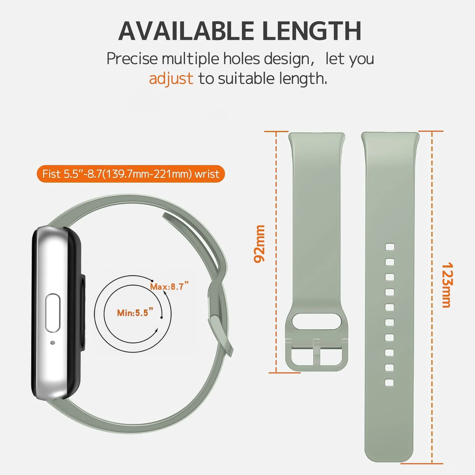 DL3 MOBILAK Silicone Bracelet for Samsung Galaxy Fit 3 Strap, Soft Silicone Sport Replacement Strap For Women/Men, Adjustable Waterproof Sports Band - Light Green