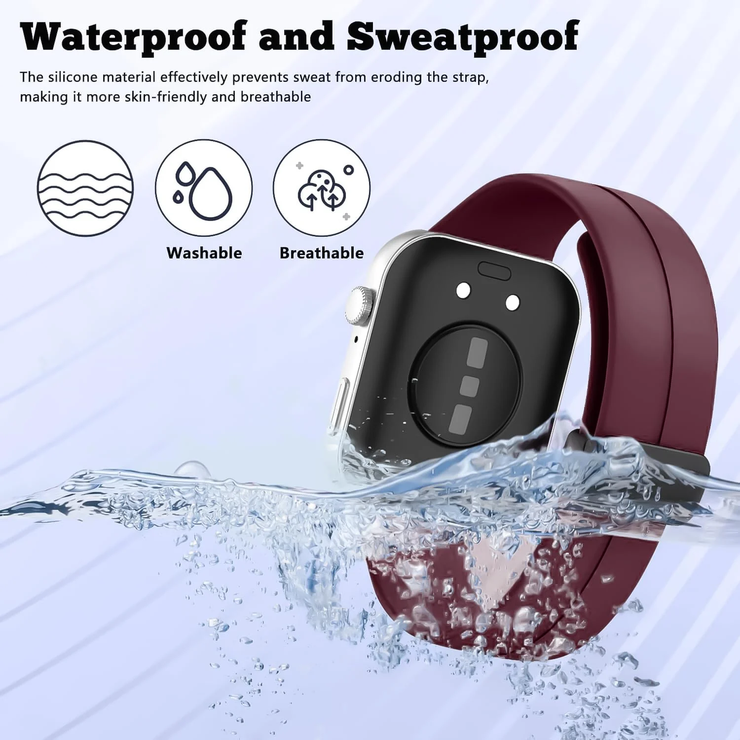 DL3 Mobilak Silicone Strap Compatible with Huawei Watch Fit 3/Watch Fit 4 Pro/Fit 4 Magnetic Metal Stainless Buckle Sport Silicone Strap, Band Quick Release Soft Replacment Wristband - Wine Red