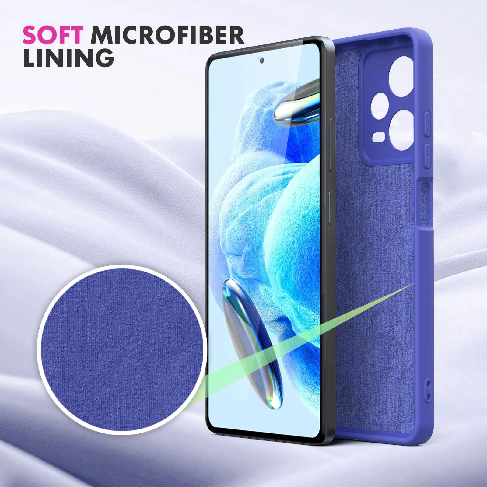 DL3 Mobilak Liquid Silicone Protective Case with Soft Microfiber Lining with Full Camera Protection for Xiaomi Redmi Note 12 Pro Plus 5G - Light Blue