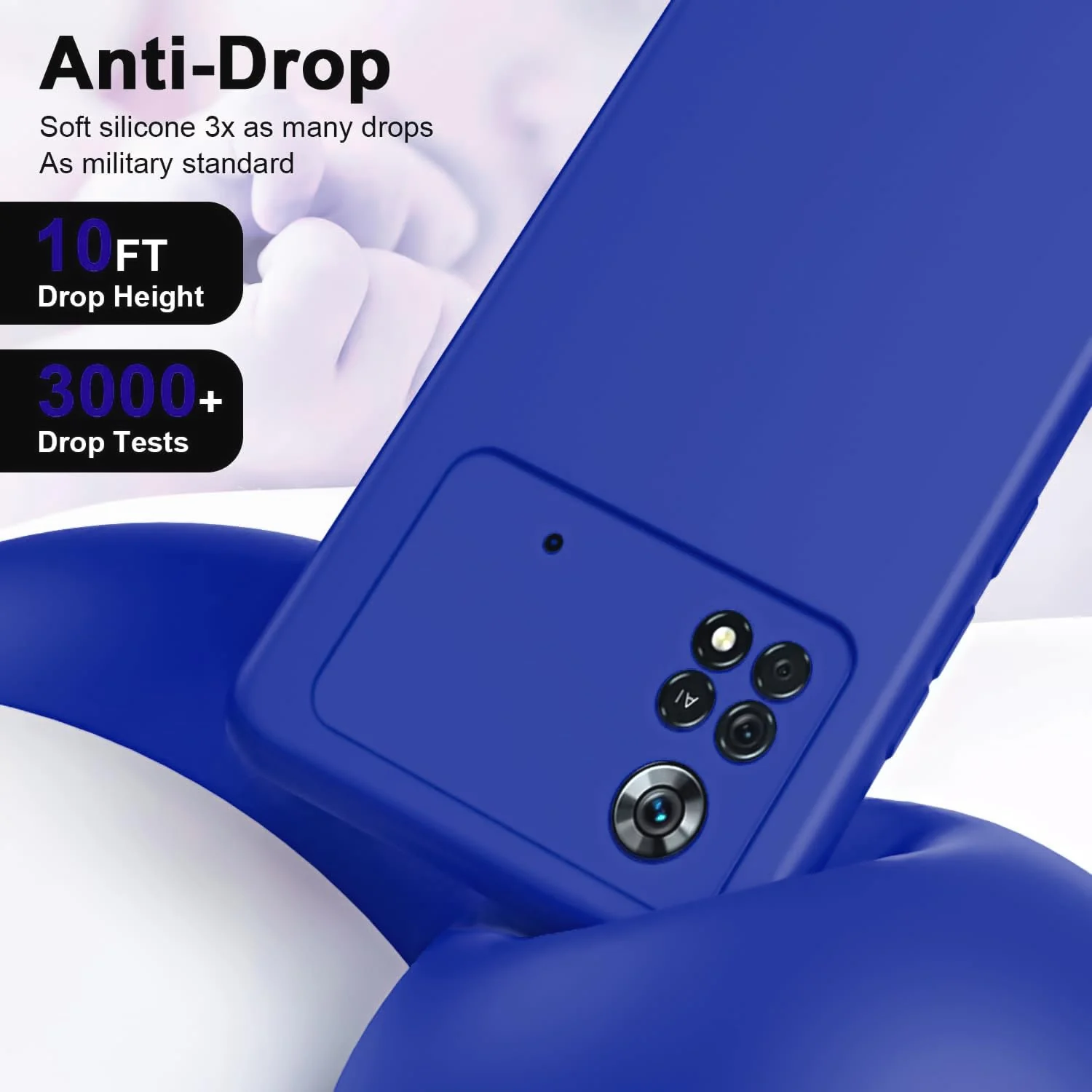 DL3 Mobilak Liquid Silicone Protective Case with Soft Microfiber Lining with Full Camera Protection for Xiaomi Poco X4 Pro 5G - Pepsi