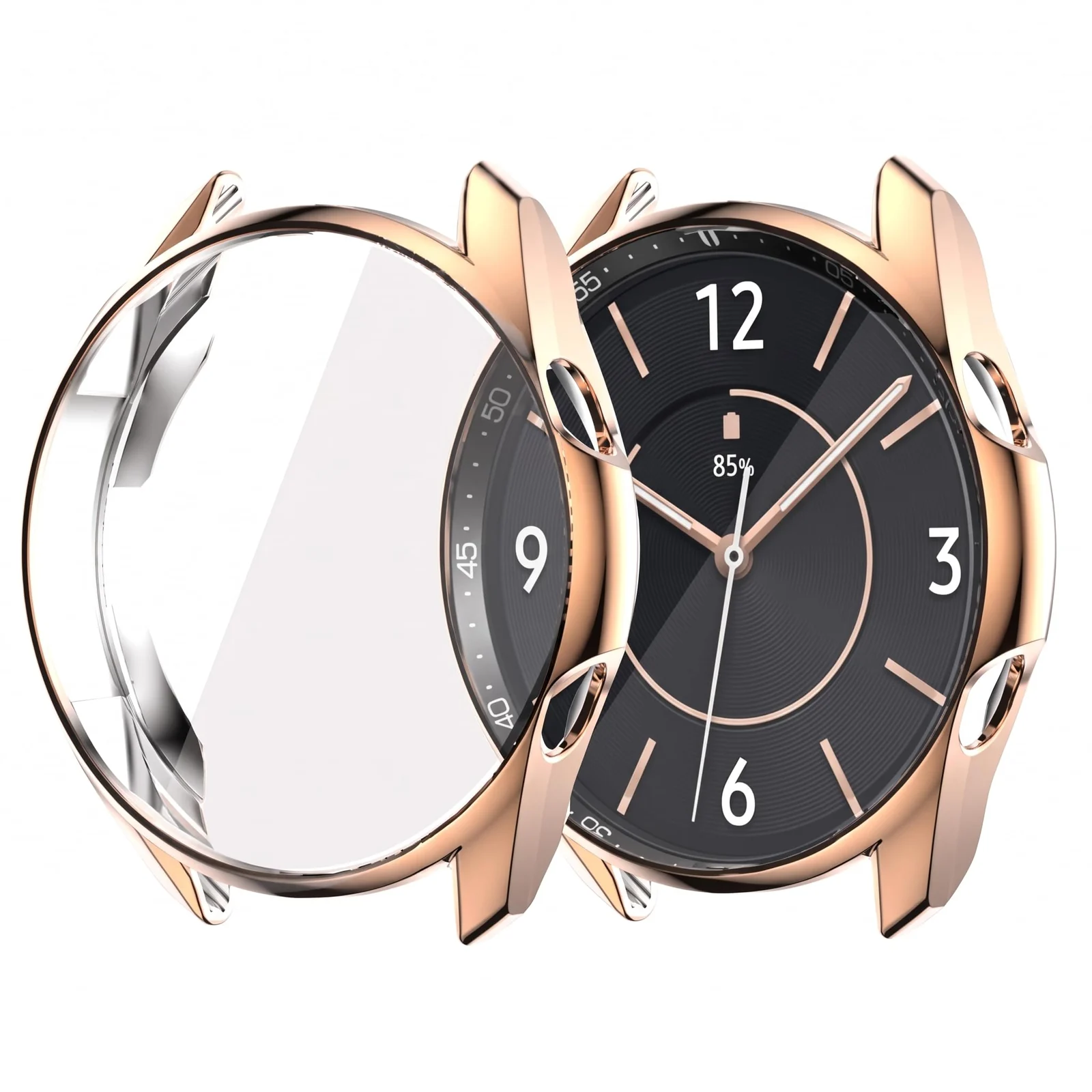 DL3 MOBILAK Full-Coverage Watch Case with Tempered Glass for Samsung Galaxy Watch 3 45MM - Rose Gold