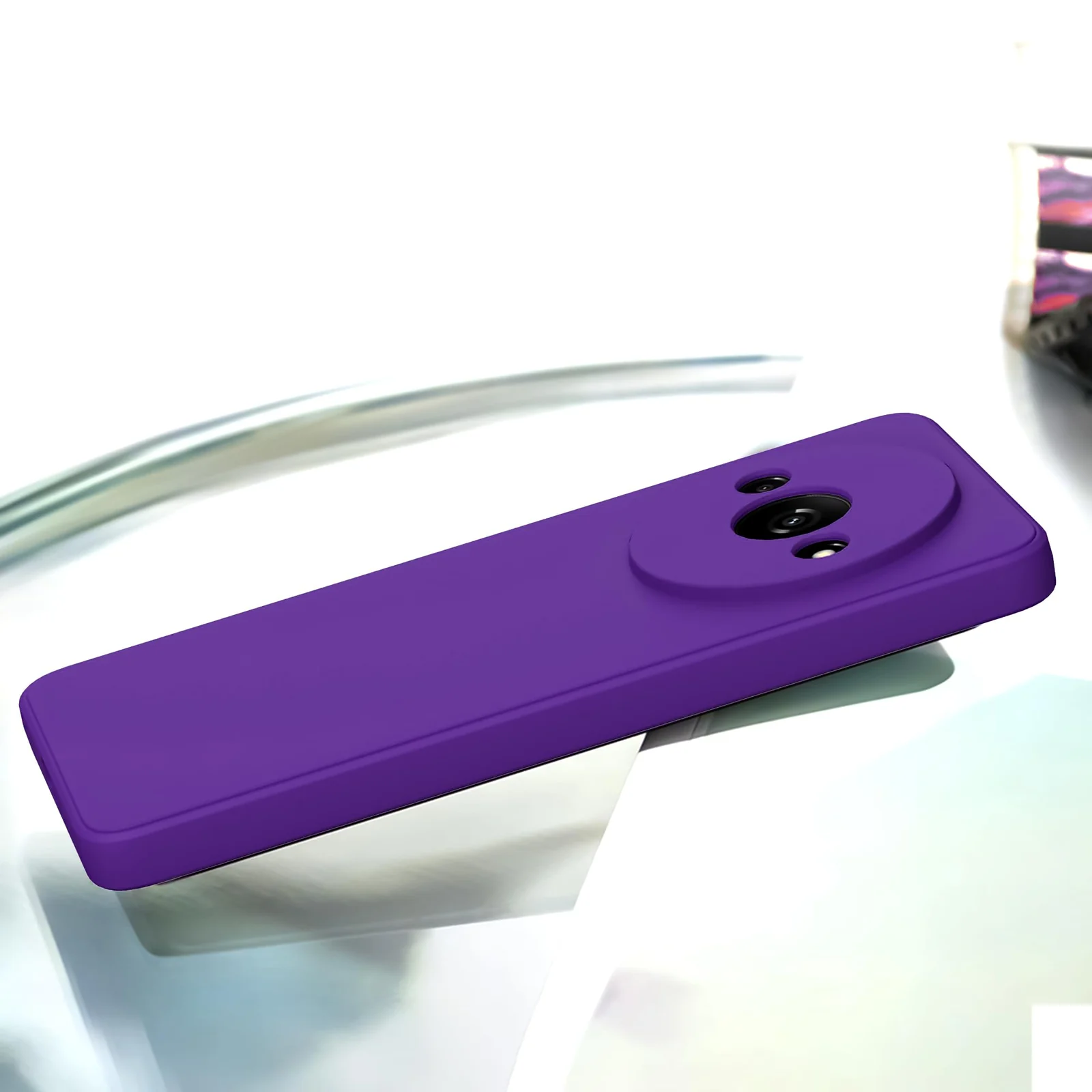 DL3 Mobilak Xiaomi Redmi A3 Case, Soft Flexible Liquid Silicone Gel Rubber Bumper Cover, Full Body Shockproof Protective Phone Case - Purple