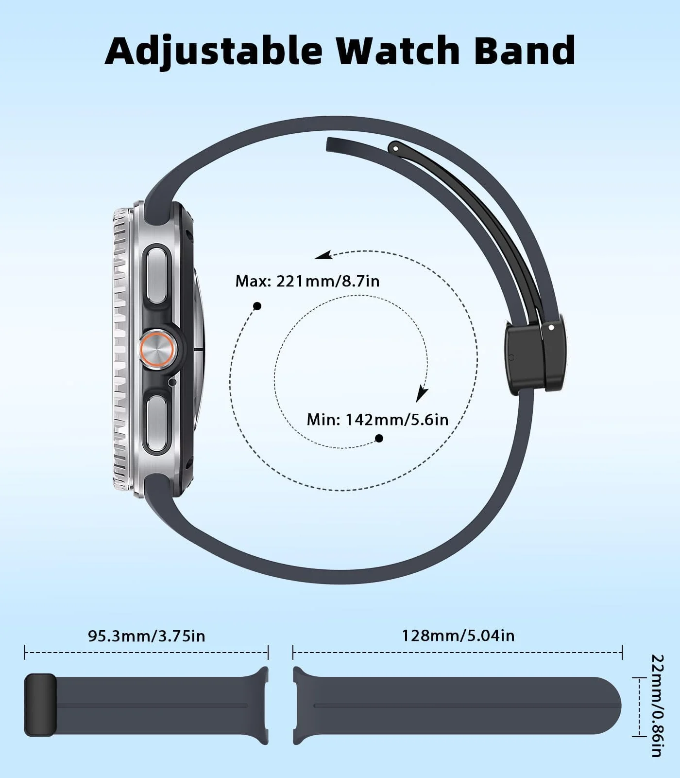 DL3 Mobilak Silicone Strap for Samsung Galaxy Watch 8 40mm/44mm, Men's and Women's Adjustable Sports Silicone Magnetic Buckle Bands for Samsung Galaxy Watch 8 Classic 46mm 2025 - Dark Gray