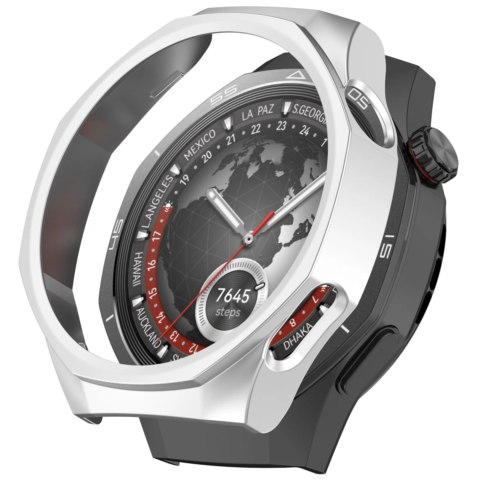 DL3 Mobilak Coverage Case with No Screen Protector Compatible with Huawei Watch GT 5 Pro 46MM, Disscool PC and Real Glass Protective Case Cover Compatible with Huawei Watch GT5 Pro 46MM - Silver