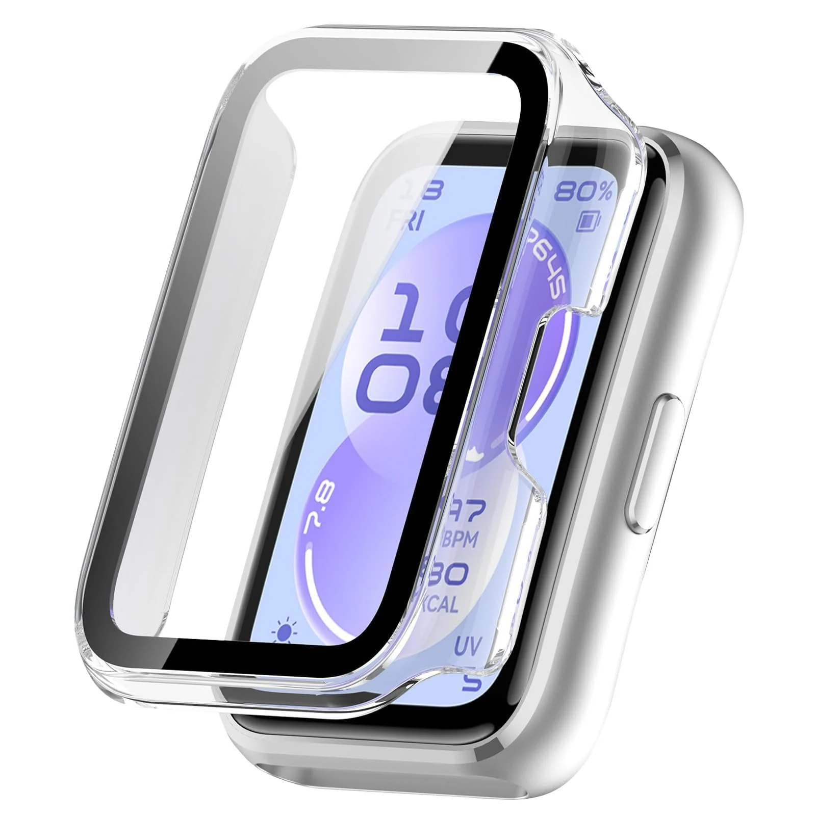 DL3 Mobilak Case with Screen Protector for Huawei Band 11, Bumper Full Coverage Hard PC Overall Protective Cover, Built-in Tempered Glass Film High Sensitivity For Huawei Band 11 - Clear
