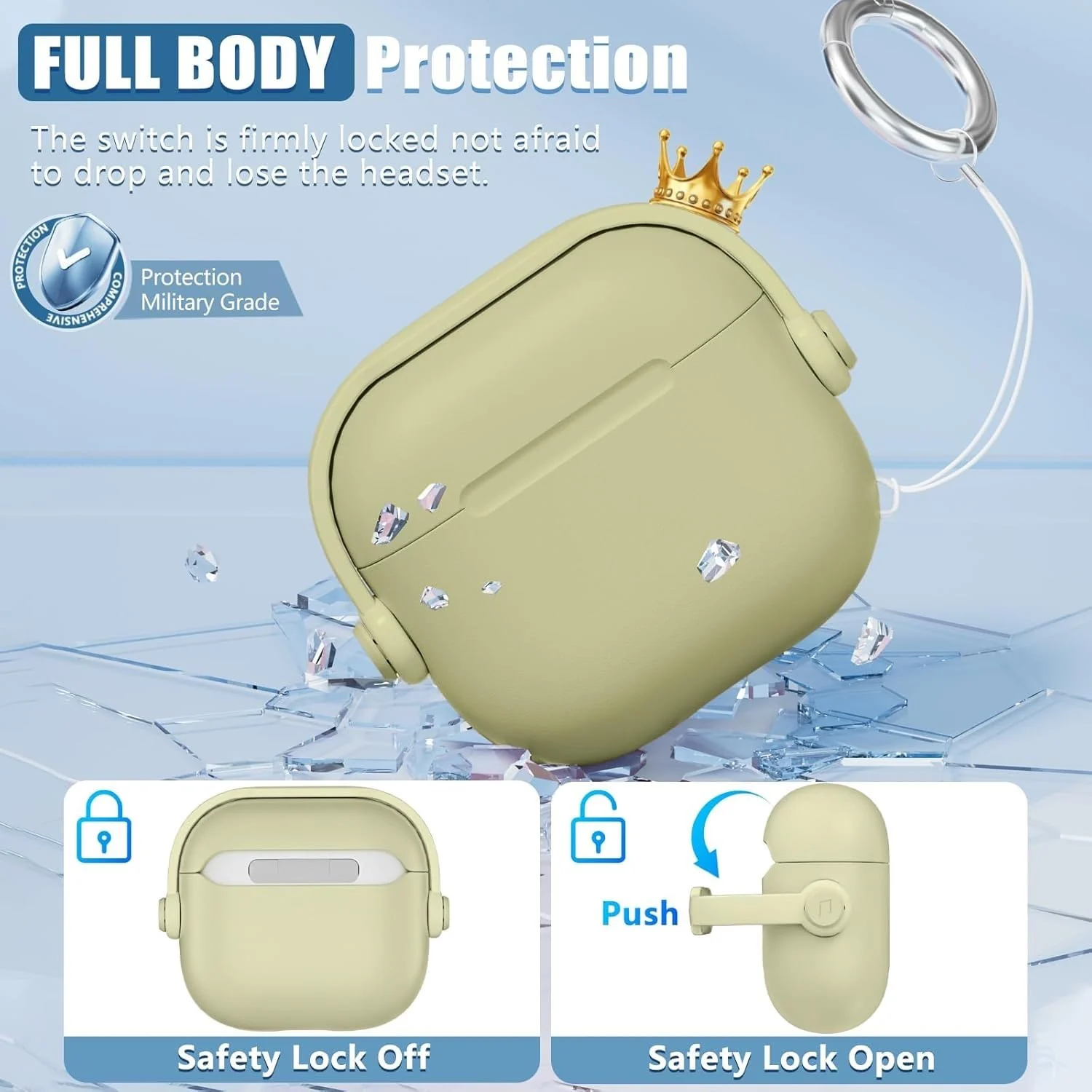 DL3 Mobilak Protective Case for AirPods Pro 2 [With Closure Lid] [Front LED Visible] [With Wrist Strap] Skin Case Compatible with 2022 AirPods Pro 2nd Generation - Straw Yellow