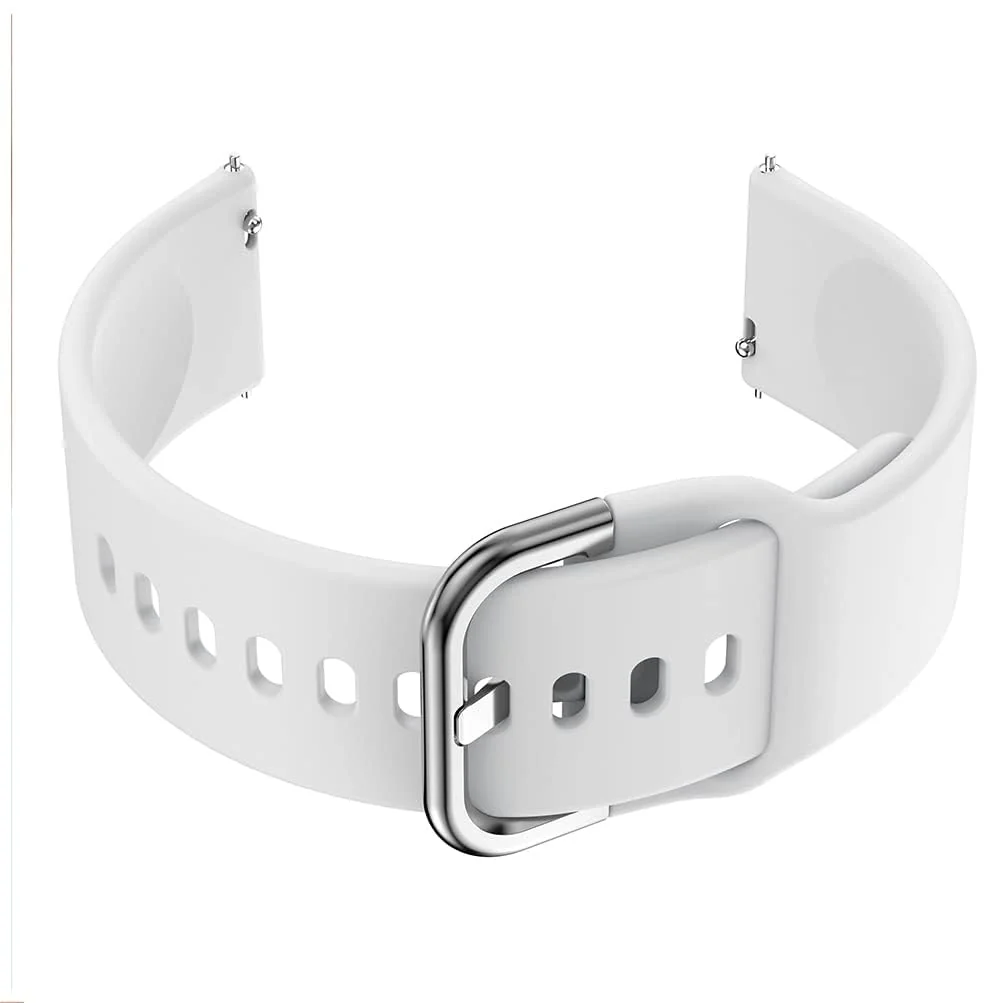 DL3 Mobilak Strap Silicone Buckle 20MM For Samsung Galaxy Watch 7/6/5/4 40mm 44mm/Watch 5 Pro/S2 classic/active 2 40mm 44mm/Amazfi GTS 2/2e/3/3 Pro/GTS 4/GTS 2 Mini/3 Mini/4 Mini/Bip 3/Bip 3 Pro Band - White