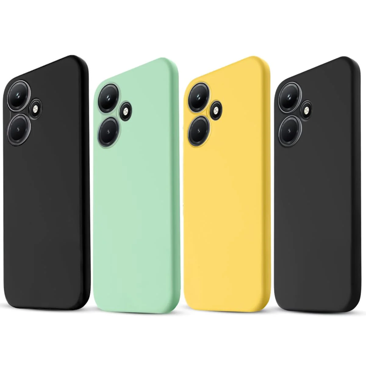 DL3 Mobilak Liquid Silicone Protective Case with Soft Microfiber Lining with Full Camera Protection for Infinix Hot 30i - Black