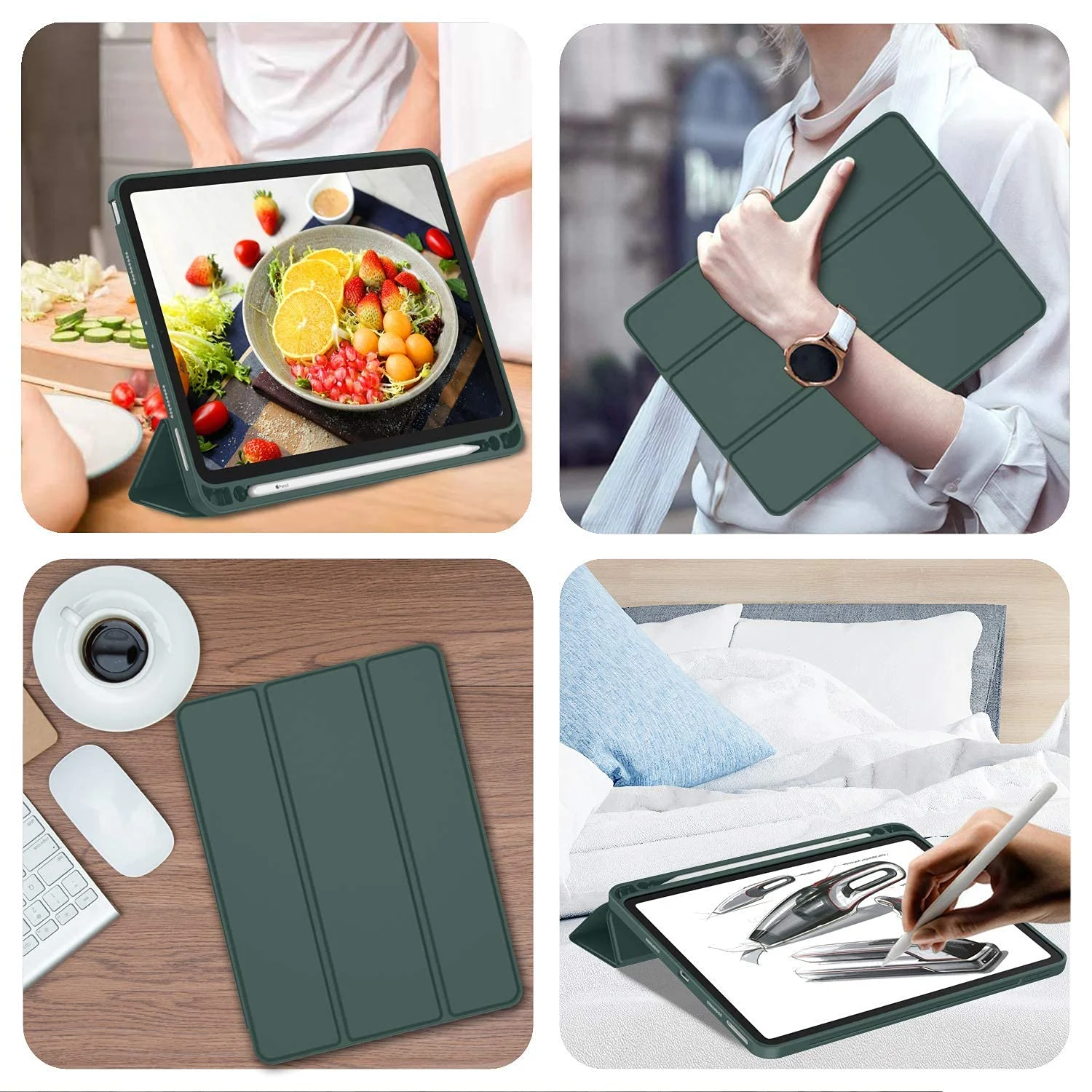 DL3 Mobilak iPad Pro 11 Inch Case 2022(4th Gen)/2021(3rd Gen)/2020(2nd Gen) with Pencil Holder, Smart iPad Case [Support Touch ID and Auto Wake/Sleep] with Auto 2nd Gen Pencil Charging - Green