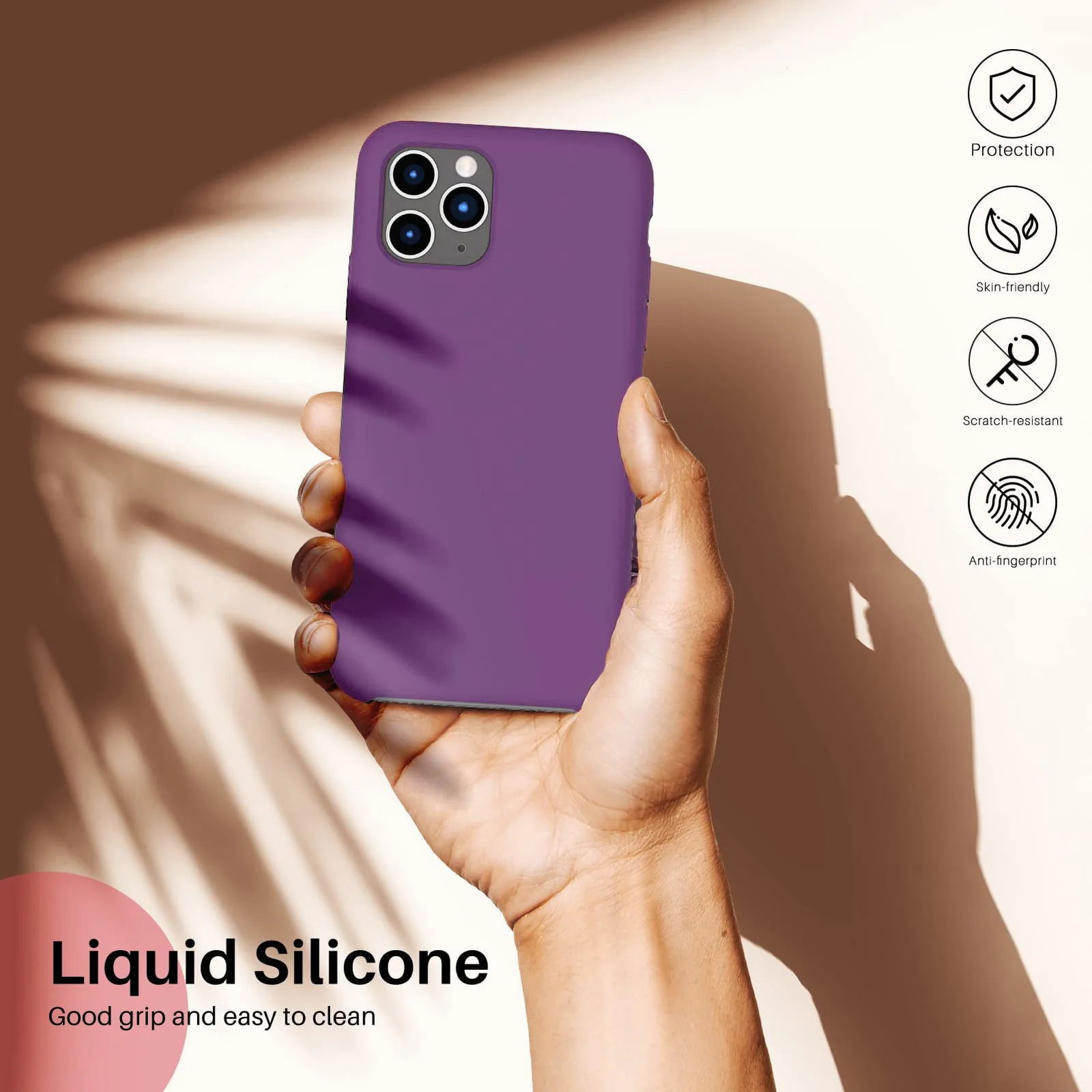 DL3 Mobilak Liquid Silicone Protective Case for iPhone 11 Pro (5.8 Inch) with Camera Protection and Microfiber Lining - Violet