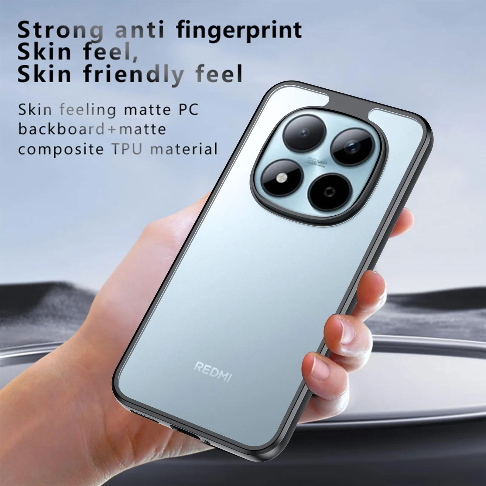 DL3 Mobilak Clear TPU Case for Xiaomi Redmi Note 15 4G / 5G / Poco M8, Supports wireless charging, Shock-absorbing protection, Anti-fingerprint finish - Black