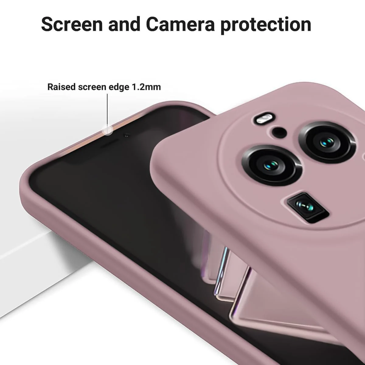 DL3 Mobilak Liquid Silicone Protective Case with Soft Microfiber Lining with Full Camera Protection for OPPO Find X6 Pro - Cashmere