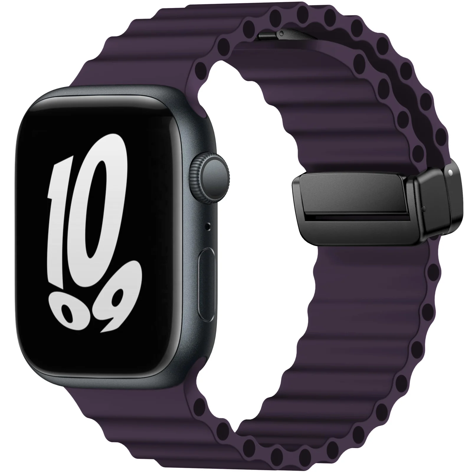 DL3 Mobilak Strap Ocean For Apple Watch Ultra Bands 49mm 45mm 44mm 42mm, Soft Silicone Magnetic Buckle Sport Replacement Strap for iWatch Ultra 2 Ultra SE Series 9 8 7 6 5 4 3 2 1 - Deep Purple