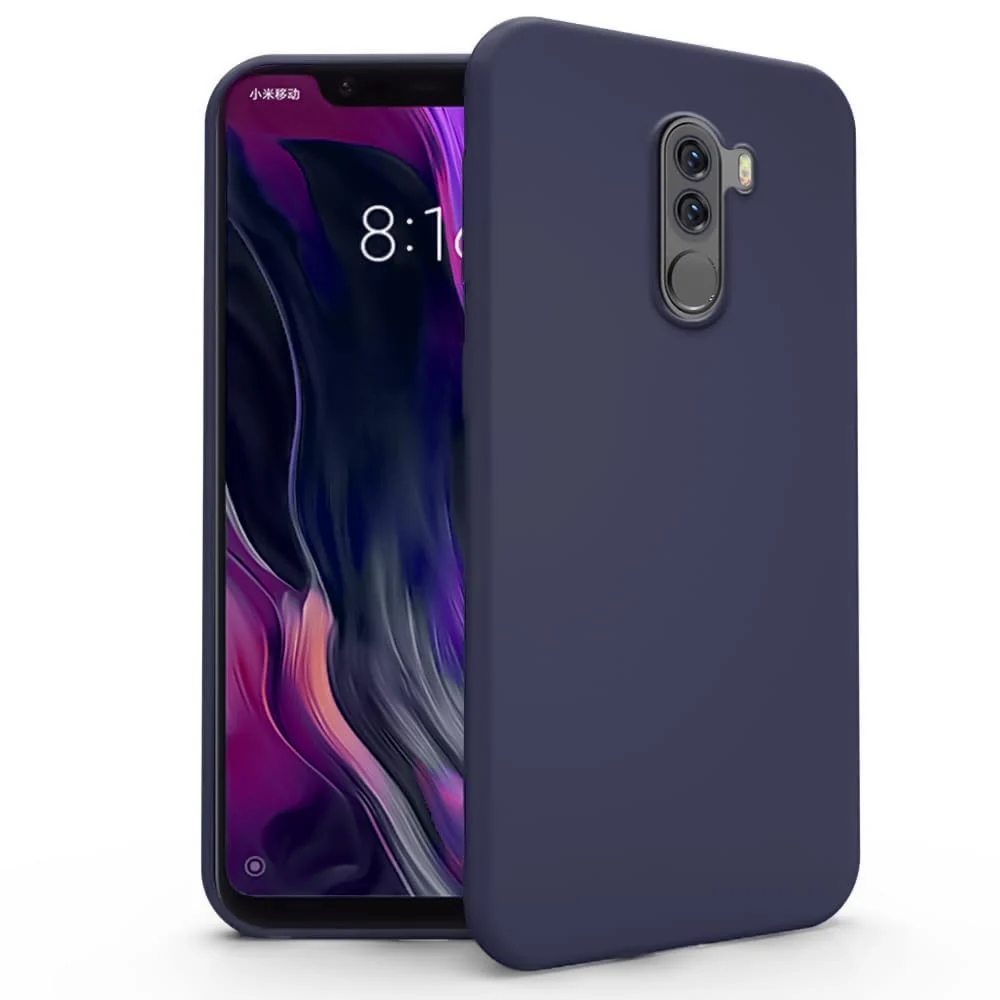 DL3 Mobilak Liquid Silicone Case for Xiaomi Poco F1, Shock-absorbing protection, Scratch-resistant surface, Soft microfiber lining - Dark Blue