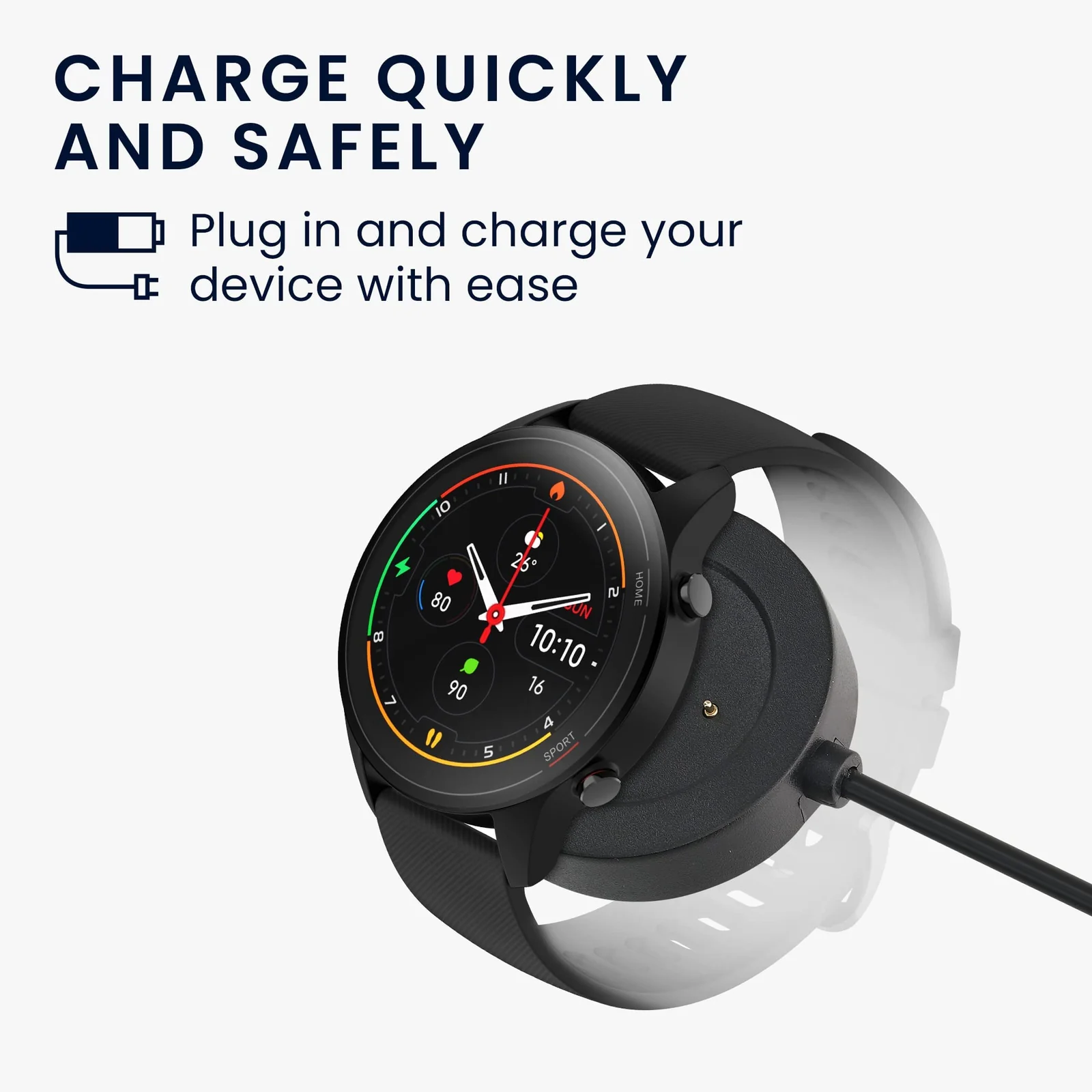 DL3 Mobilak Charger Cable Compatible with Xiaomi Watch S1 Active, Xiaomi watch color 2, Xiaomi watch color sport, Replacement Charging Dock Stand Station 1M Magnetic USB Replacement Charger - Black