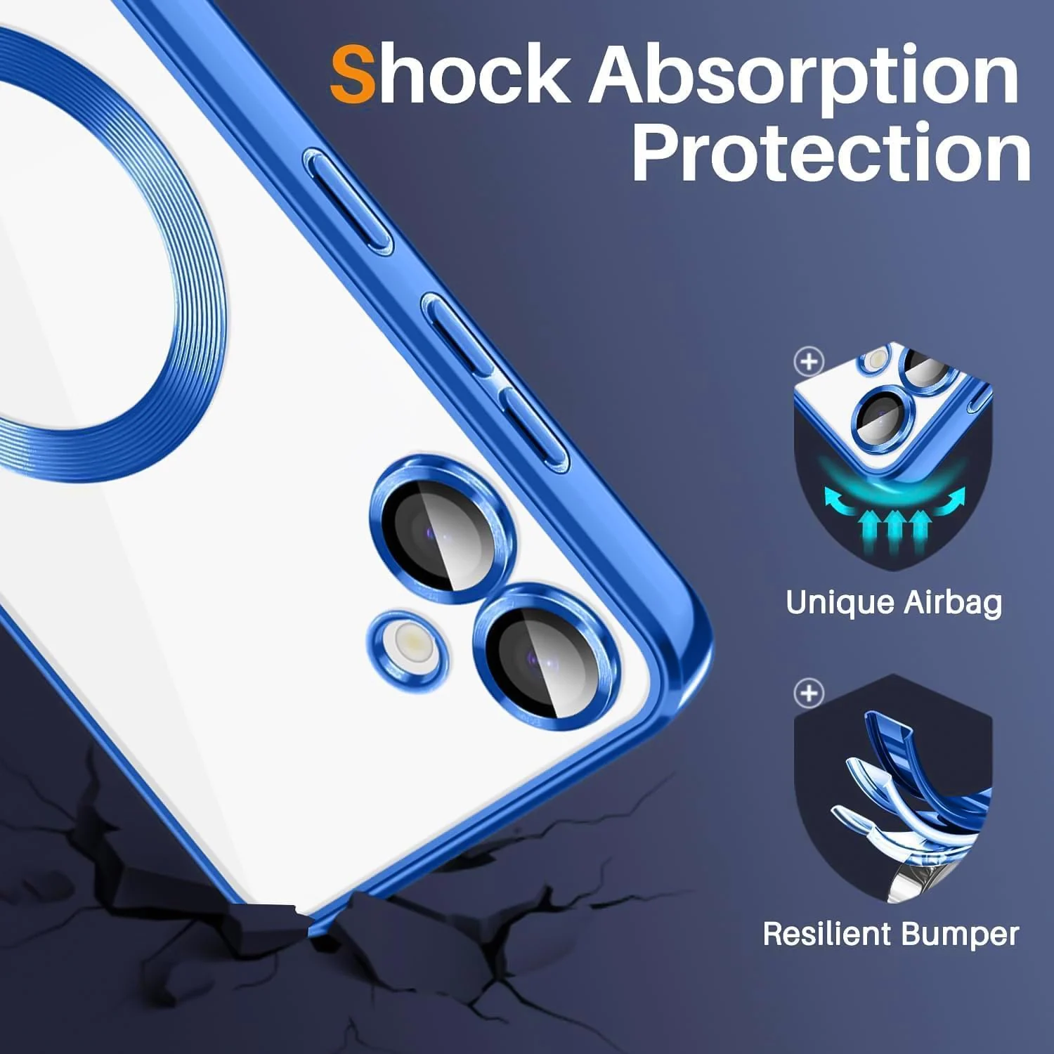 DL3 Mobilak Clear MagSafe-Compatible TPU Case and Camera Lens Protector for Samsung Galaxy A06 - Blue