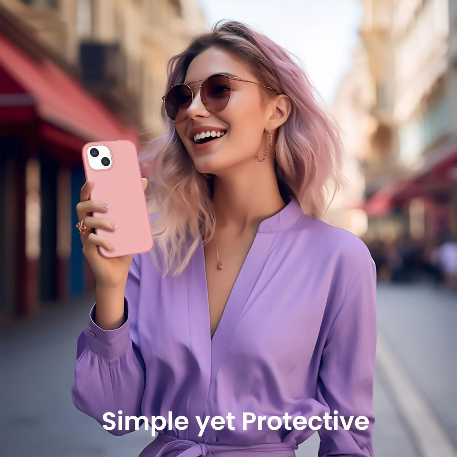 DL3 Mobilak Liquid Silicone Protective Case for iPhone 15 with Camera Protection and Microfiber Lining - Pastel Pink