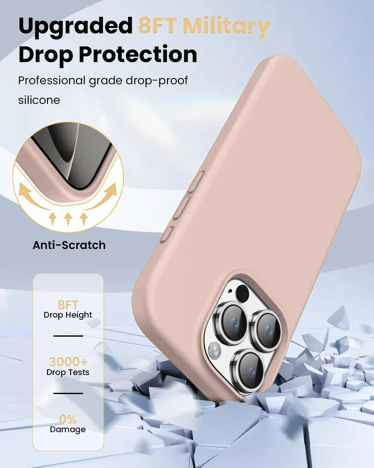 DL3 Mobilak Liquid Silicone Case for iPhone 16 Pro 6.3-inch, Supports wireless charging, Shock-absorbing protection, Scratch-resistant surface - Salmon