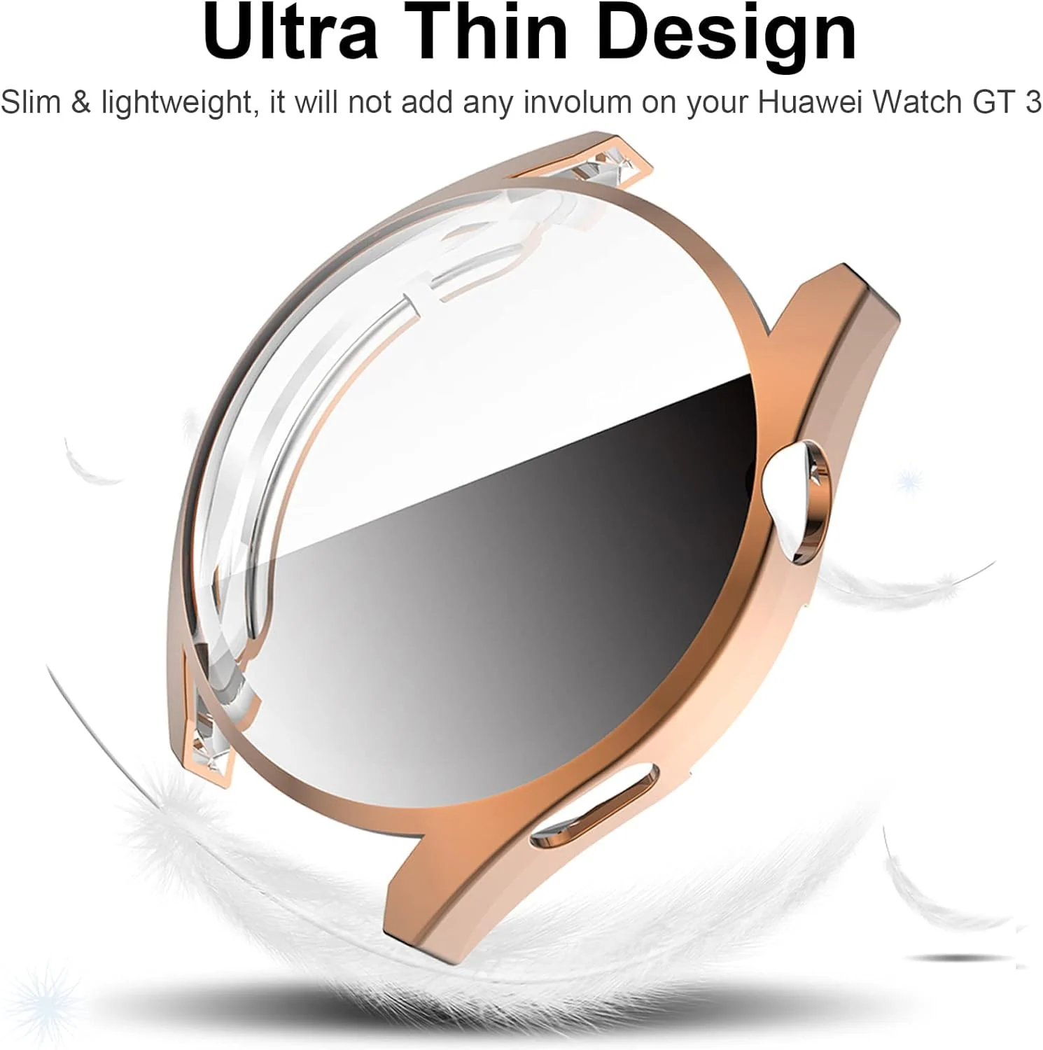 DL3 Mobilak Case Compatible with Huawei Watch GT3 46mm Case All-Around Screen Protector Watch Soft TPU Shockproof Cover Slim Guard Thin Bumper Shell Protector - Rose Gold