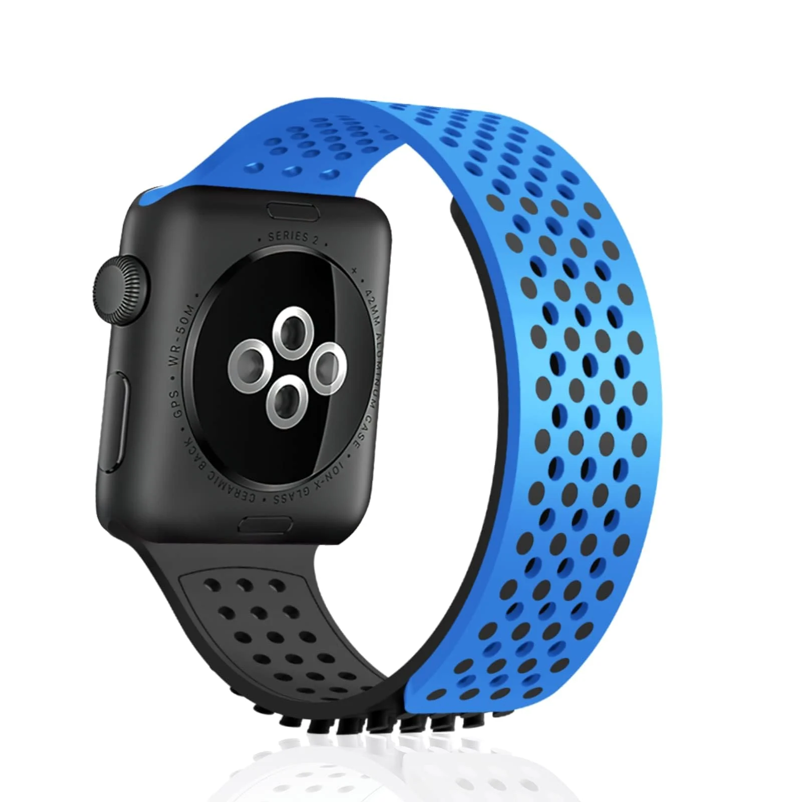DL3 Mobilak Soft Silicone Band For Apple Watch Ultra Bands 49mm 45mm 44mm 42mm, Sport Replacement Wristband No Clasps for iWatch Series 8 ultra 7 6 5 4 SE 3 2 Women Men, Waterproof Strap - Black Blue