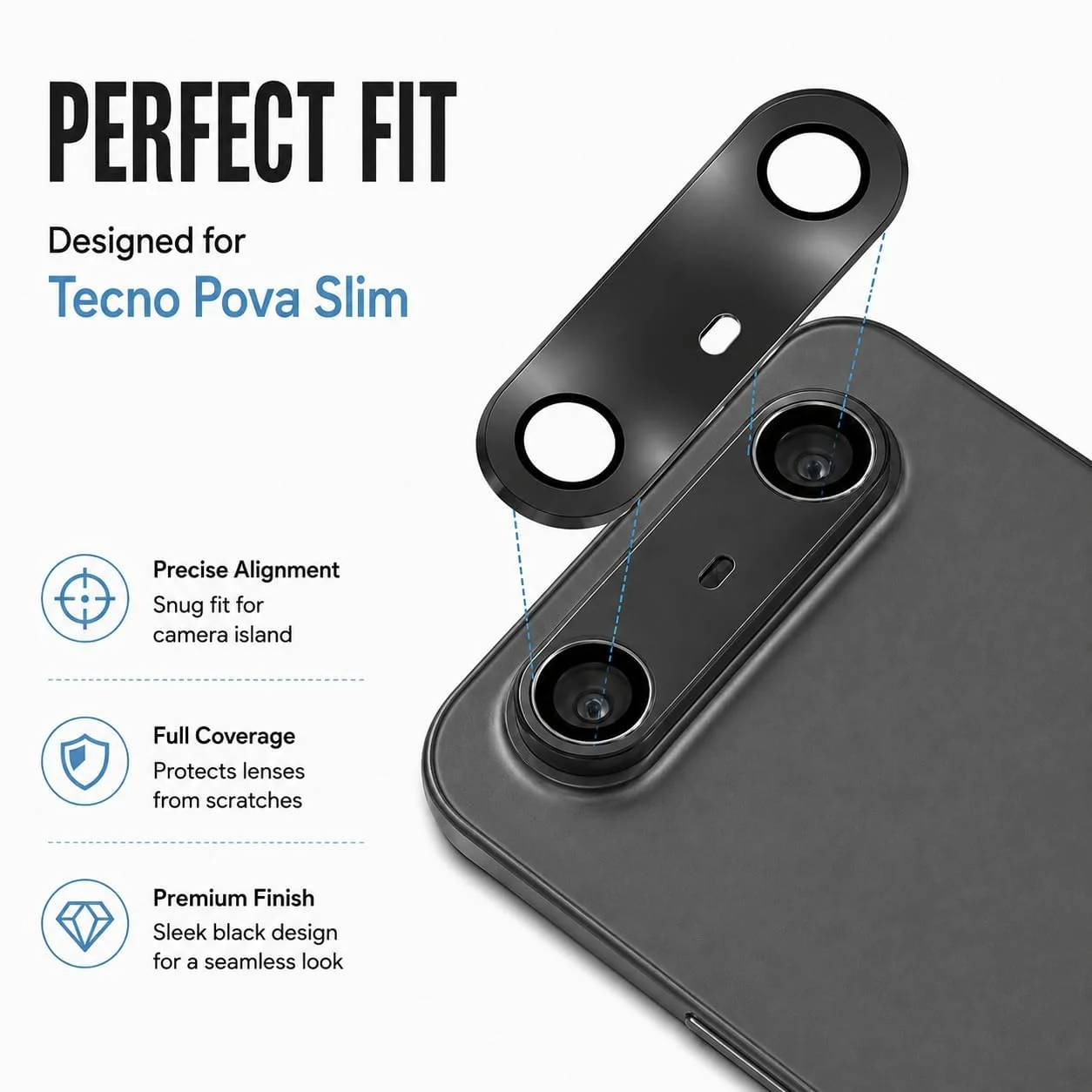 DL3 MOBILAK Individual Ring Camera Lens Protector for Tecno Spark Slim - Black