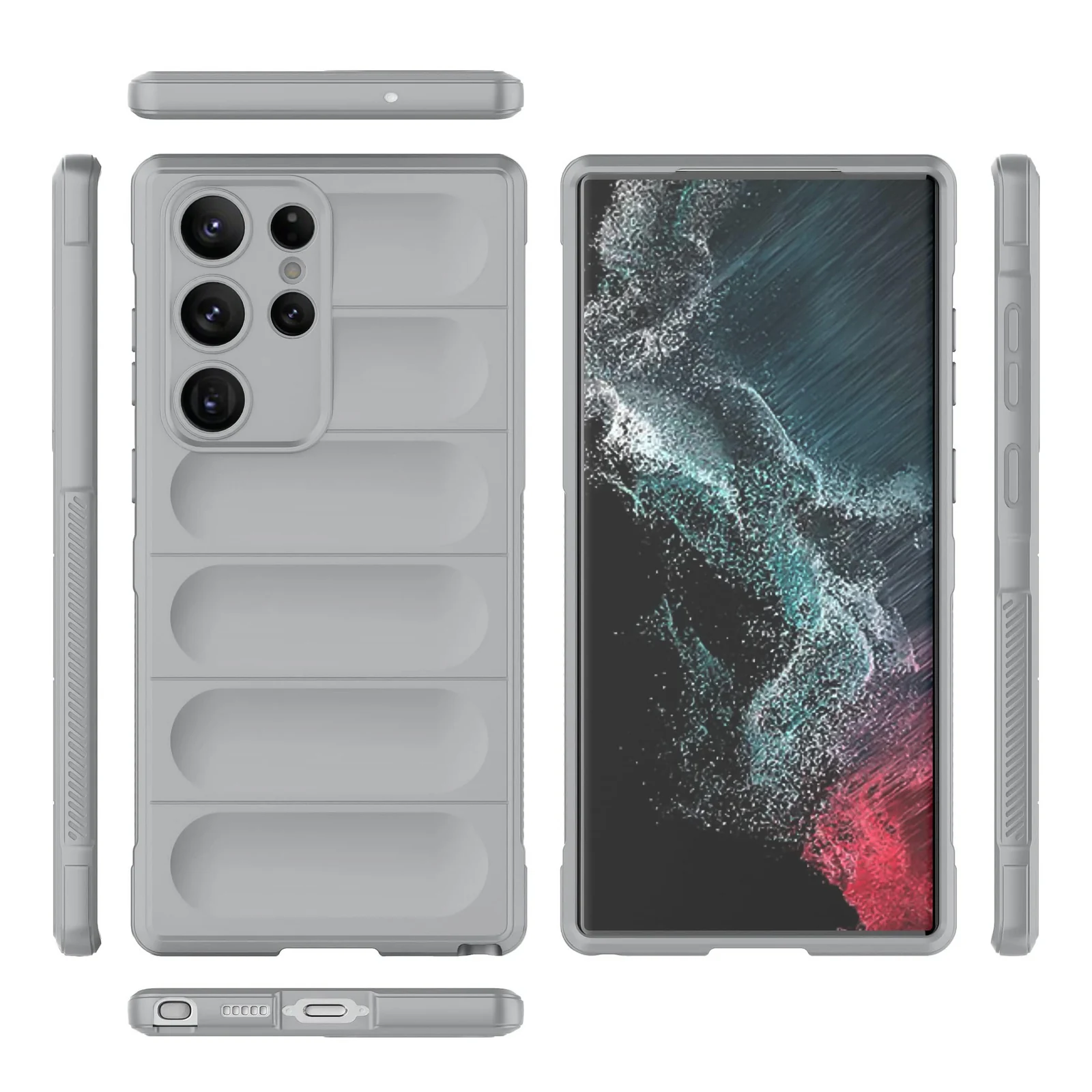 DL3 Mobilak Silicone Case for Samsung Galaxy S23 Ultra Heavy Duty Protective [Slim Fit] Shockproof Soft Flexible Protective Design Shock-Absorption TPU Cover With Camera Protection - Gray