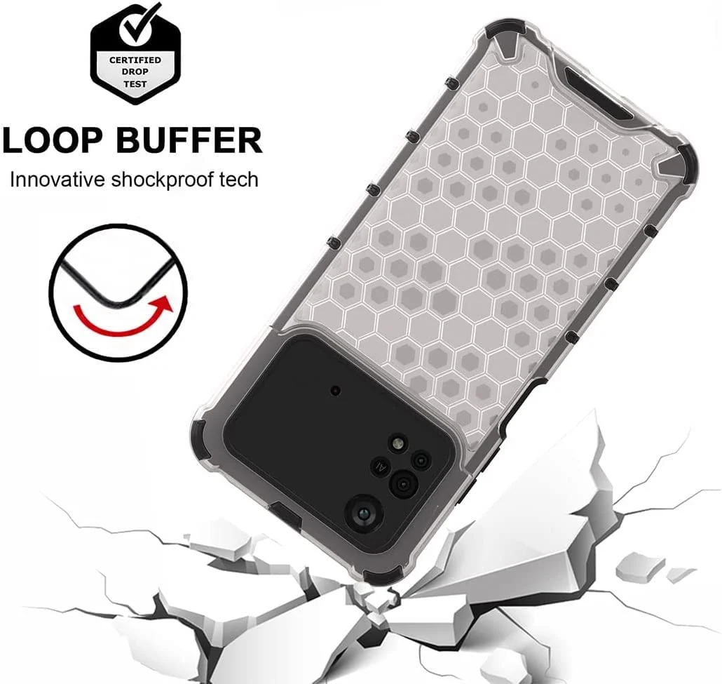 DL3 Mobilak Honeycomb Protective Case for Xiaomi Poco M4 Pro 4G (Not 5G), Shock-absorbing protection, Transparent design, Slim, lightweight profile - Clear