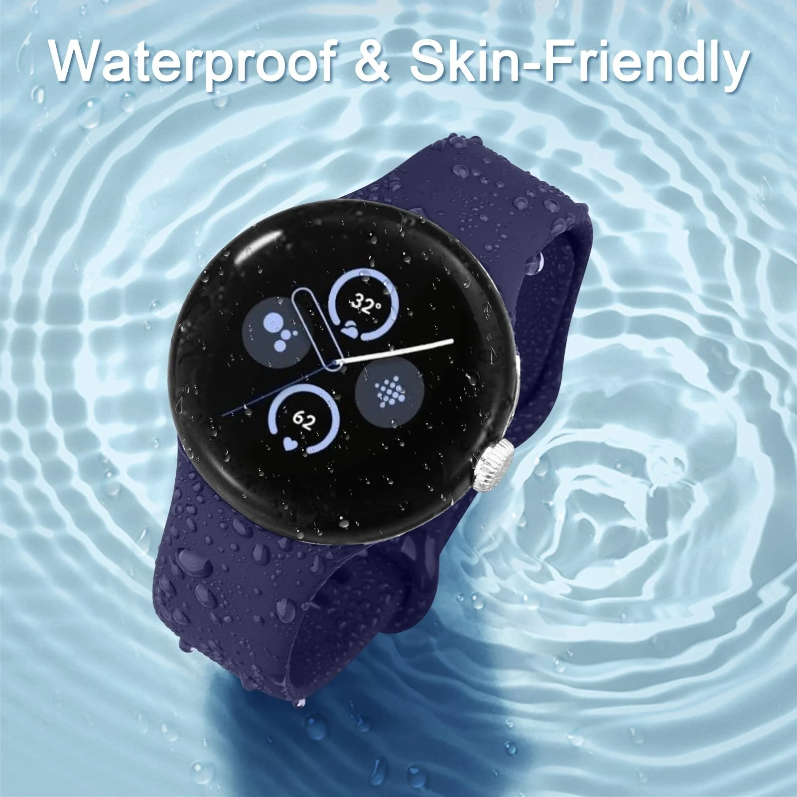 DL3 Mobilak Band Compatible with Google Pixel Watch 1/2/3/4 (41mm), Soft Silicone Sport Replacement Straps Bracelet for Google Pixel Watch 41mm - Blue